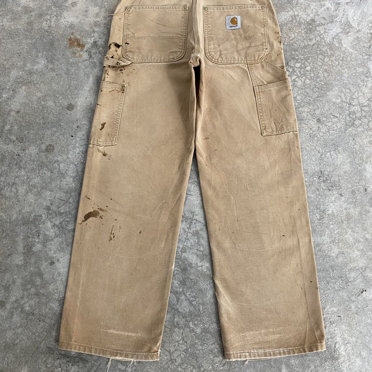 Carhartt VTG Carhartt Double Knee Faded Tan Dirty Carpenter Pants Size US 31 - 20 Thumbnail
