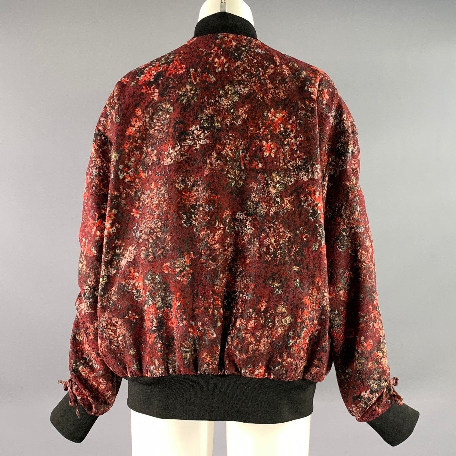 Iro IRO Size 4 Burgundy Red Polyester Floral Bomber Jacket Size US 4 / IT 34 - 4 Thumbnail