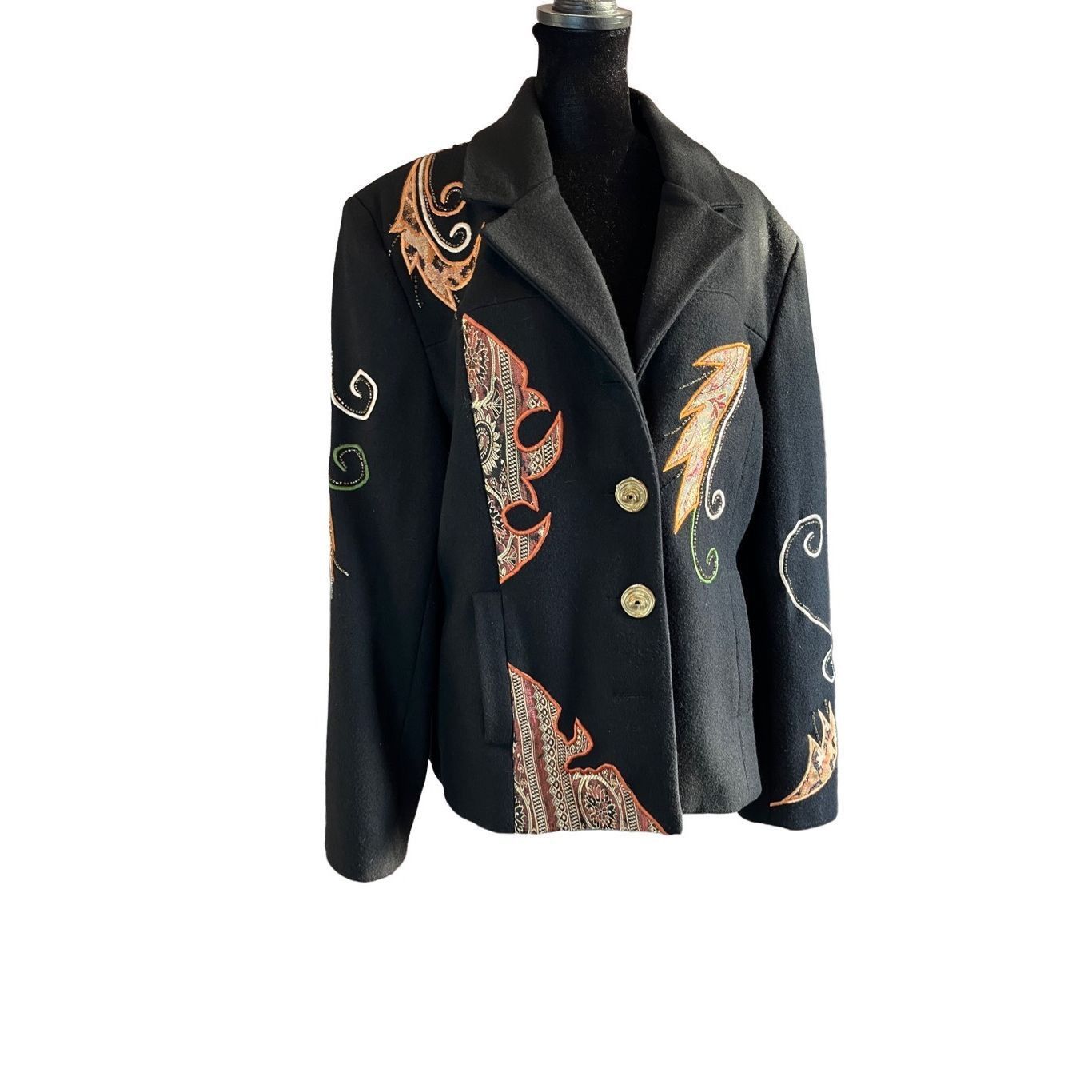 Vintage Vintage Alex Ku paisley patchwork beaded wool jacket Size L / US 10 / IT 46 - 2 Thumbnail