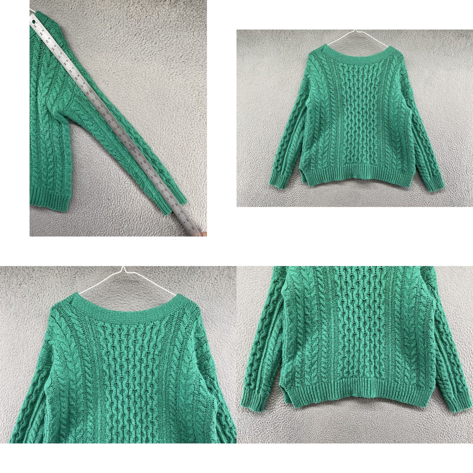 Vintage JCP Women's Sweater Cable Knit Wool Blend Long Sleeve Sparkle Green Size M Soft Size M / US 6-8 / IT 42-44 - 8 Thumbnail