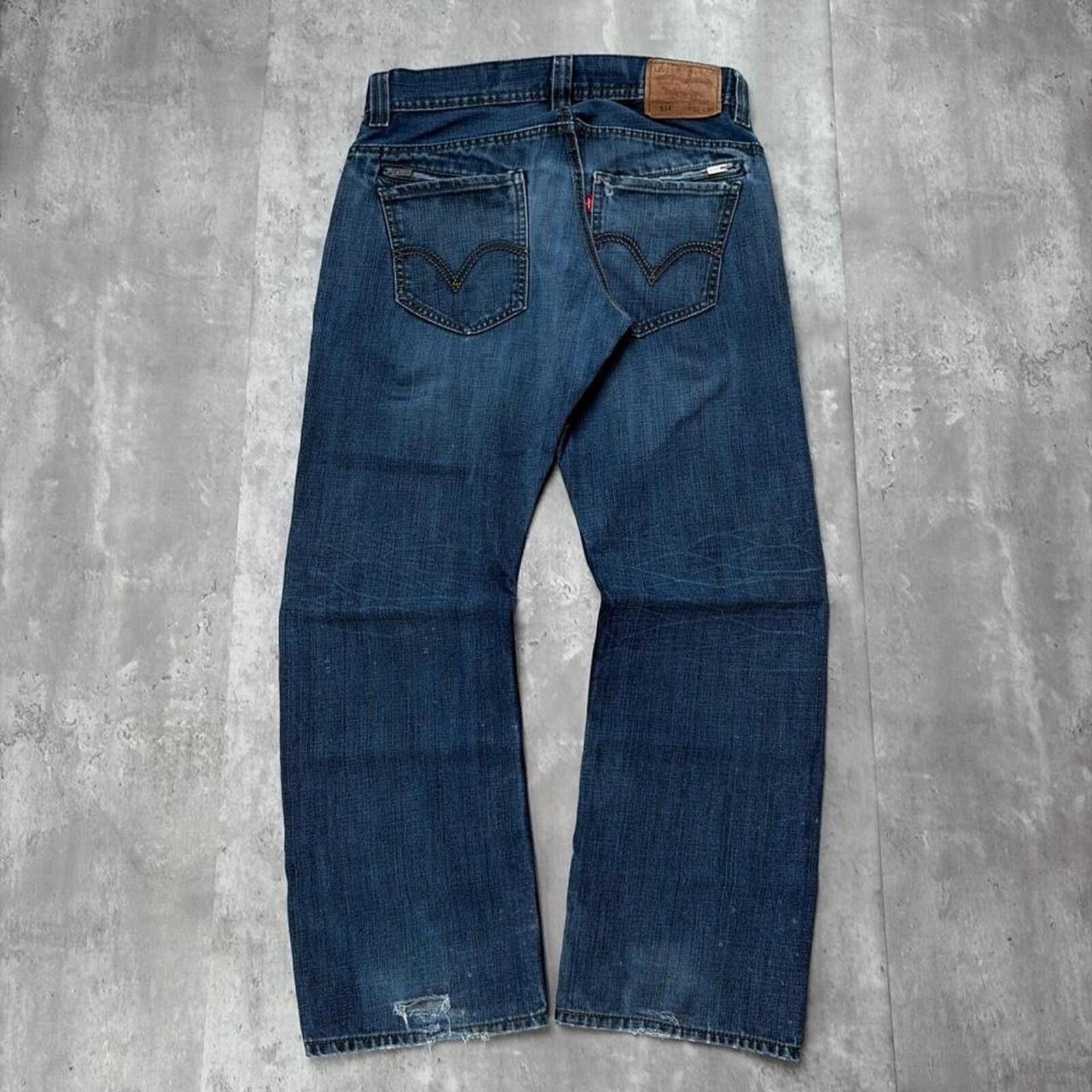 Levi's Y2K Dark Wash Levi’s 514 Slim Straight Grunge Denim Jeans Size US 33 - 1 Thumbnail