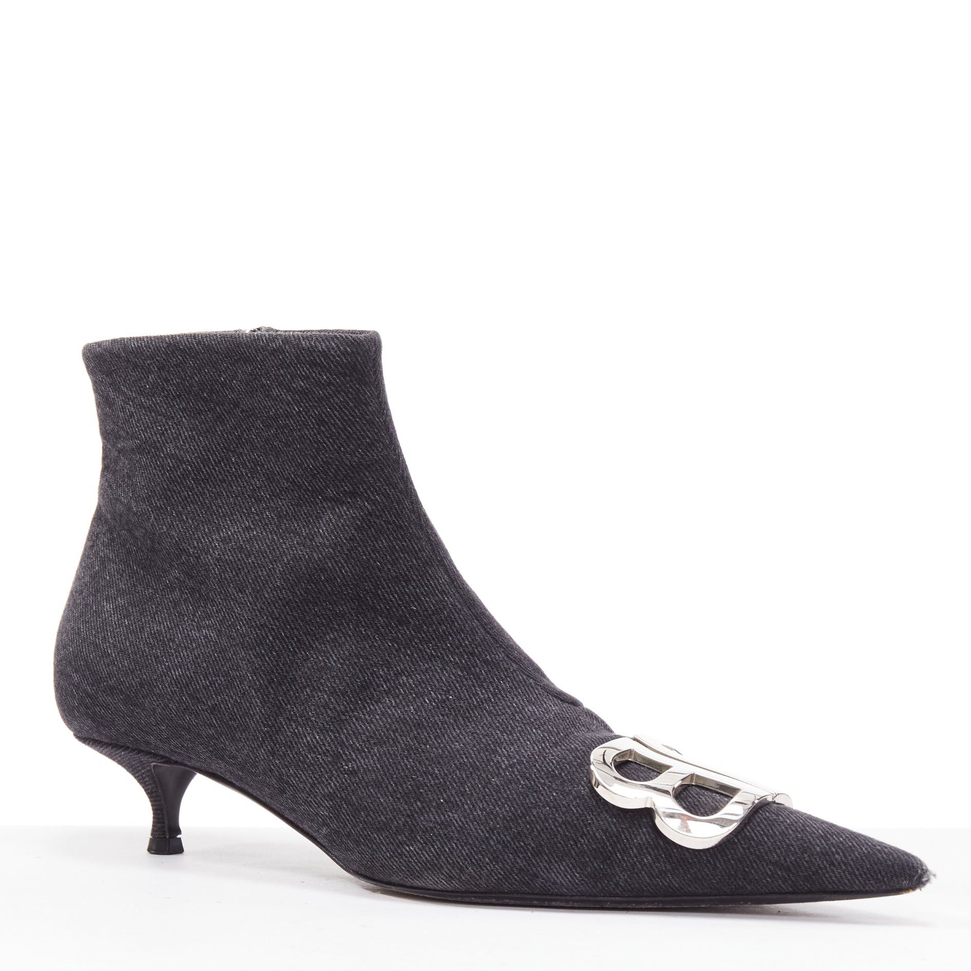 Balenciaga BALENCIAGA Demna BB Knife grey denim booties EU38.5 Size US 8.5 / IT 38.5 - 1 Thumbnail