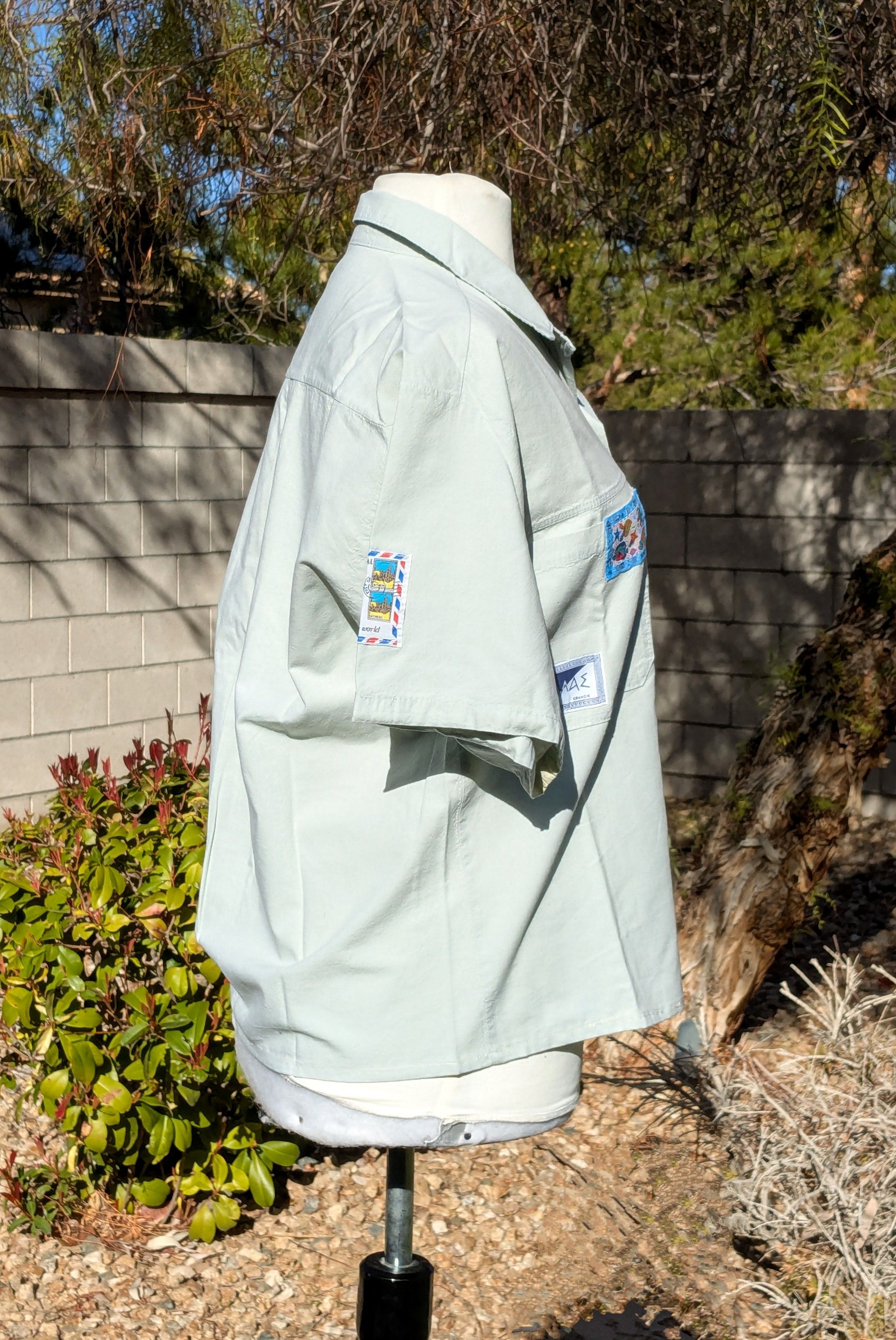Designer Greece Tourist Travel Button-Down S/S Patches Shirt Size M / US 6-8 / IT 42-44 - 3 Thumbnail