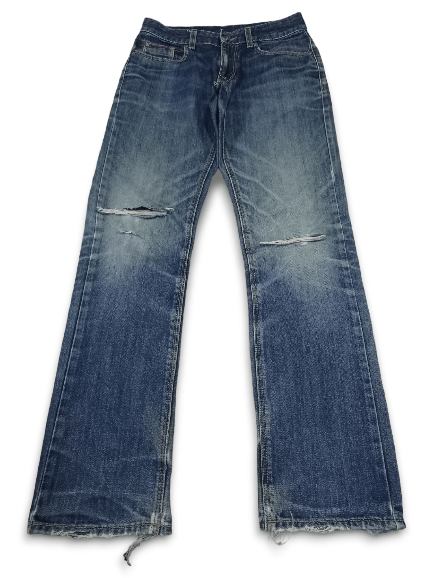 Puma Vintage Puma Blue Wash Rip Destroyed Style Jeans 29x31 Size US 29 - 1 Thumbnail