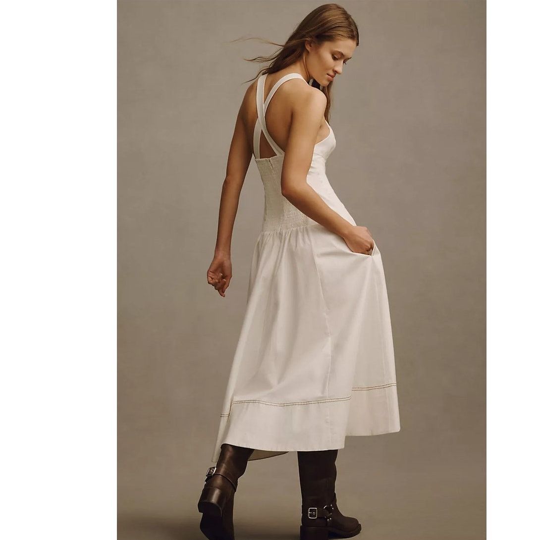 Anthropologie NWT The Kenzie Drop-Waist Midi Dress $178 XL White Size XL / US 12-14 / IT 48-50 - 2 Thumbnail