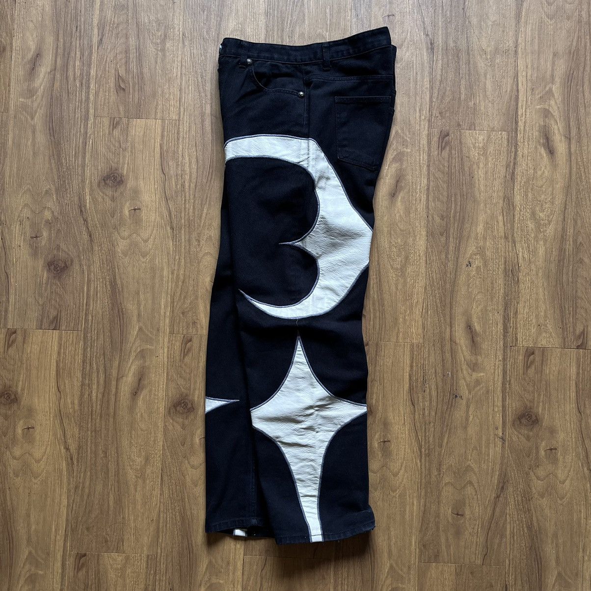 Japanese Brand × Thug Club Thug Club Leather Denim Pants Size US 33 - 3 Thumbnail
