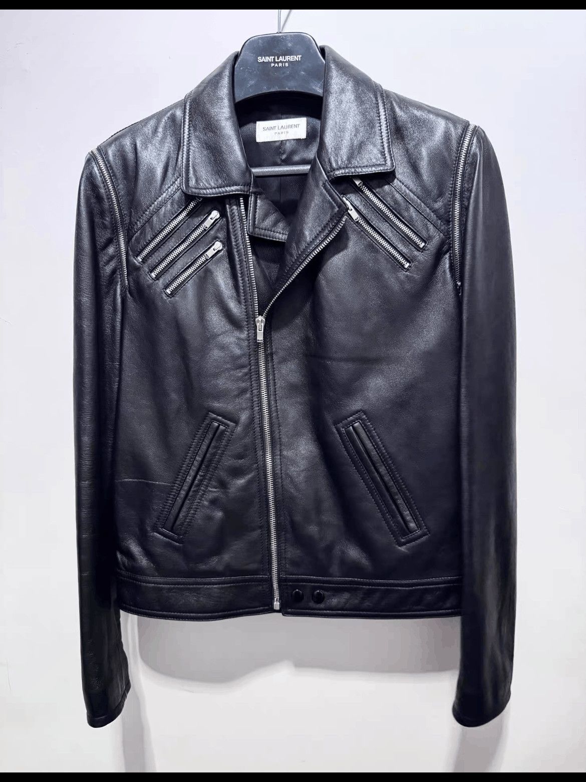 Saint Laurent Paris Sz 46 Saint Laurent Paris by Hedi 15AW Runway Leather Jacke Size US S / EU 44-46 / 1 - 1 Thumbnail