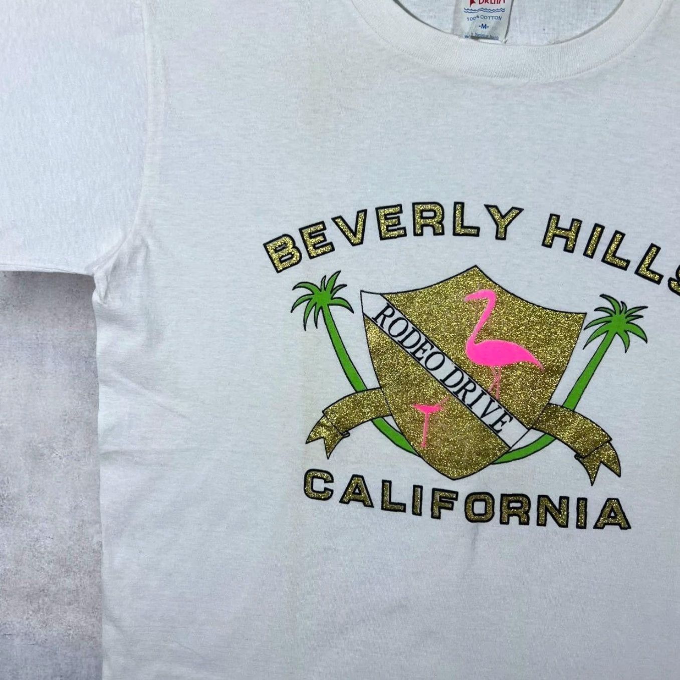 Vintage VINTAGE Beverly Hills California Glitter Souvenir White T-Shirt M Men Short Sleeve Graphic Gold Glitter Print Size US M / EU 48-50 / 2 - 5 Thumbnail
