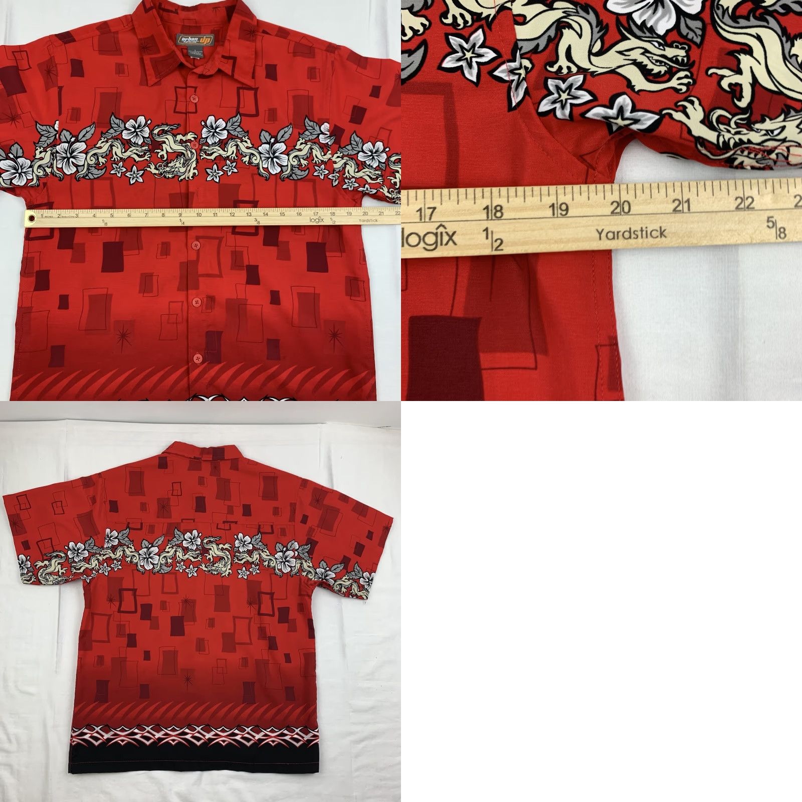 Vintage VINTAGE Urban Pipeline Button Up Shirt Adult Large Red Dragon Tribal Grunge Y2K Men Size US L / EU 52-54 / 3 - 8 Thumbnail