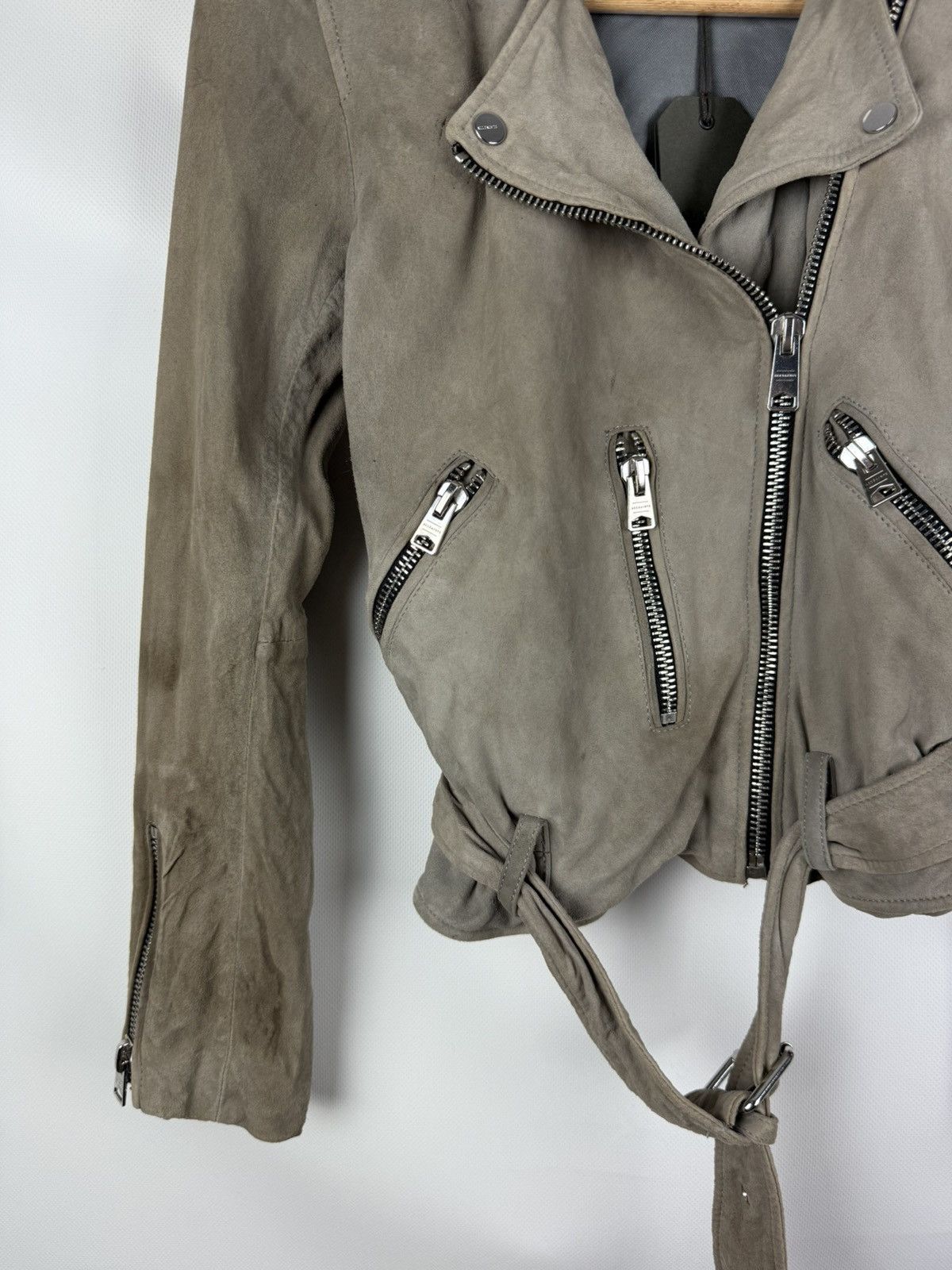 Allsaints Allsaints Suede Balfern Biker Ladies Belted Jacket Size XS / US 0-2 / IT 36-38 - 5 Thumbnail