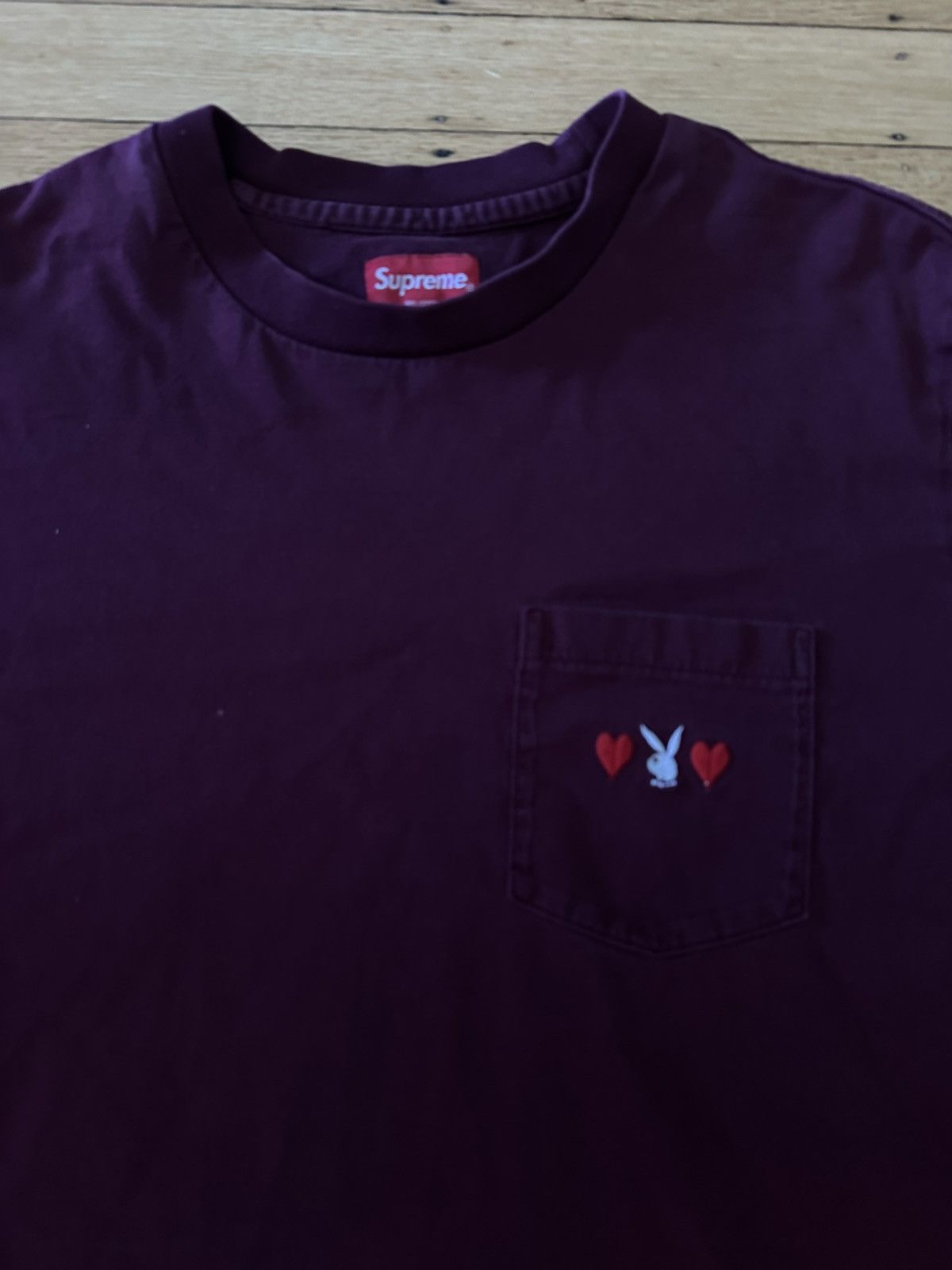 Supreme 2018 Supreme Playboy Pocket Tee Shirt Burgundy Medium Size US M / EU 48-50 / 2 - 2 Thumbnail