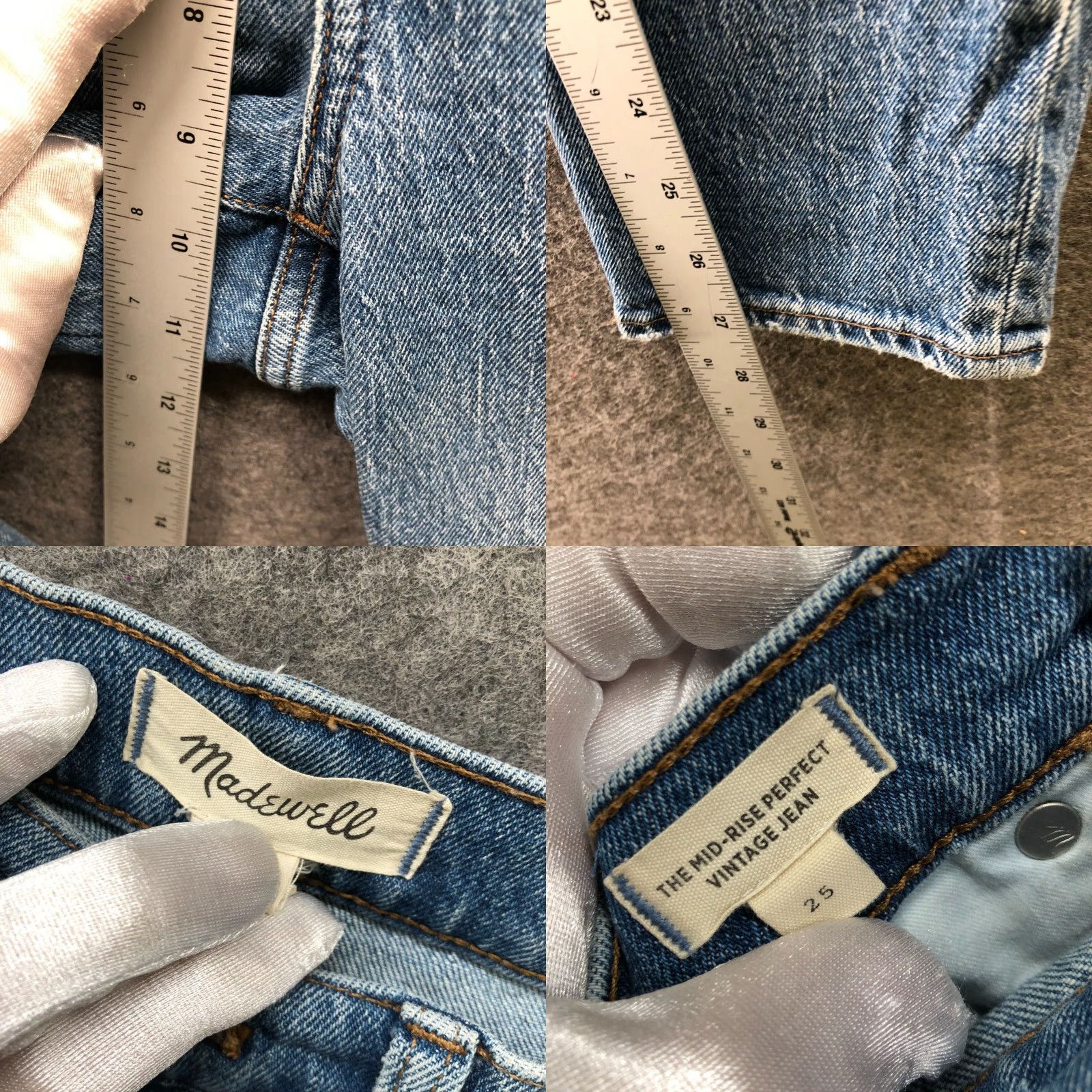 Madewell Madewell Jeans The Mid-Rise Perfect Vintage Womens 25 Ainsdale Blue Stretch Denim Straight 5-Pocket Slim Size 42" / US 20 - 8 Thumbnail