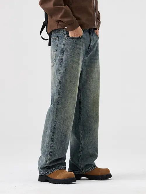 VIBE Washed distressed vintage loose wide-leg jeans Size US 32 / EU 48 - 8 Thumbnail