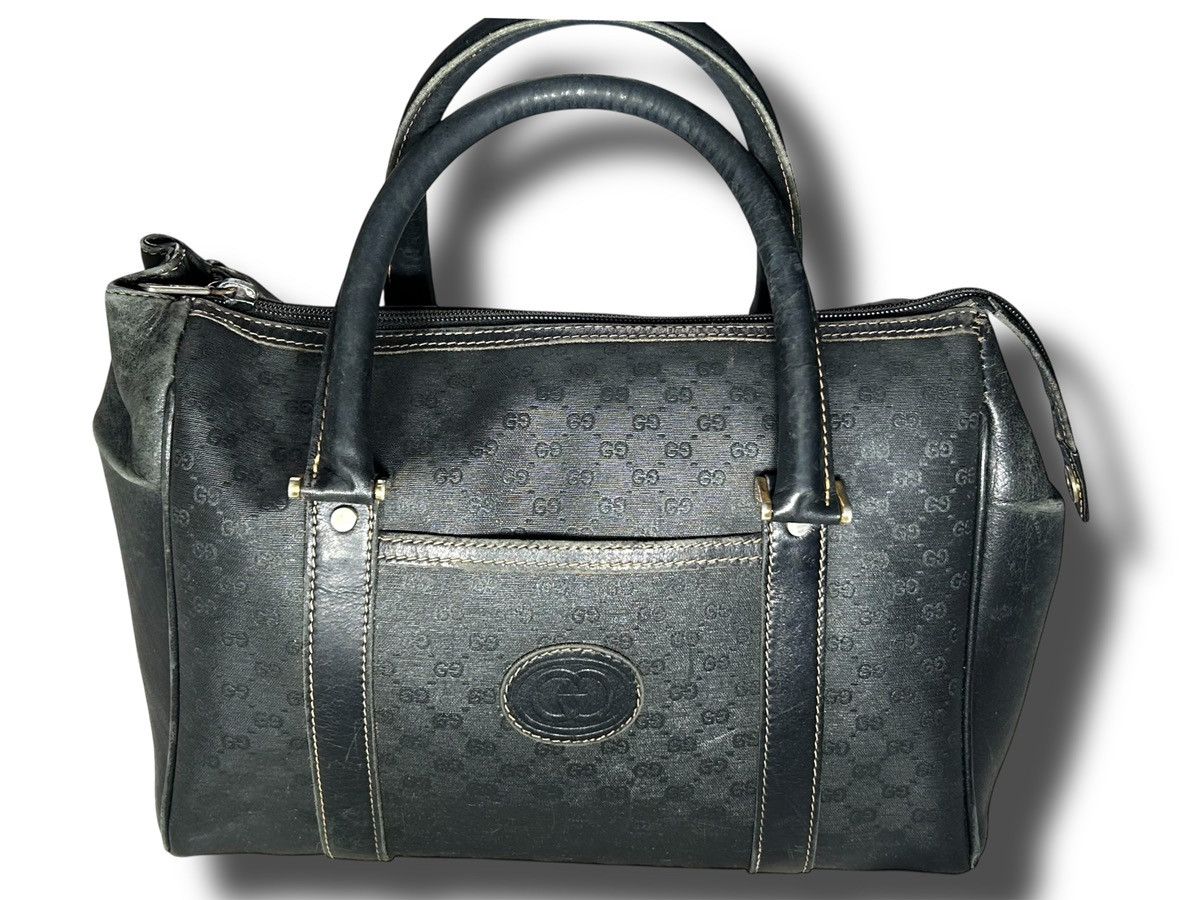Gucci Vintage 1980s Gucci Boston Mini Bag Leather All Over Logo