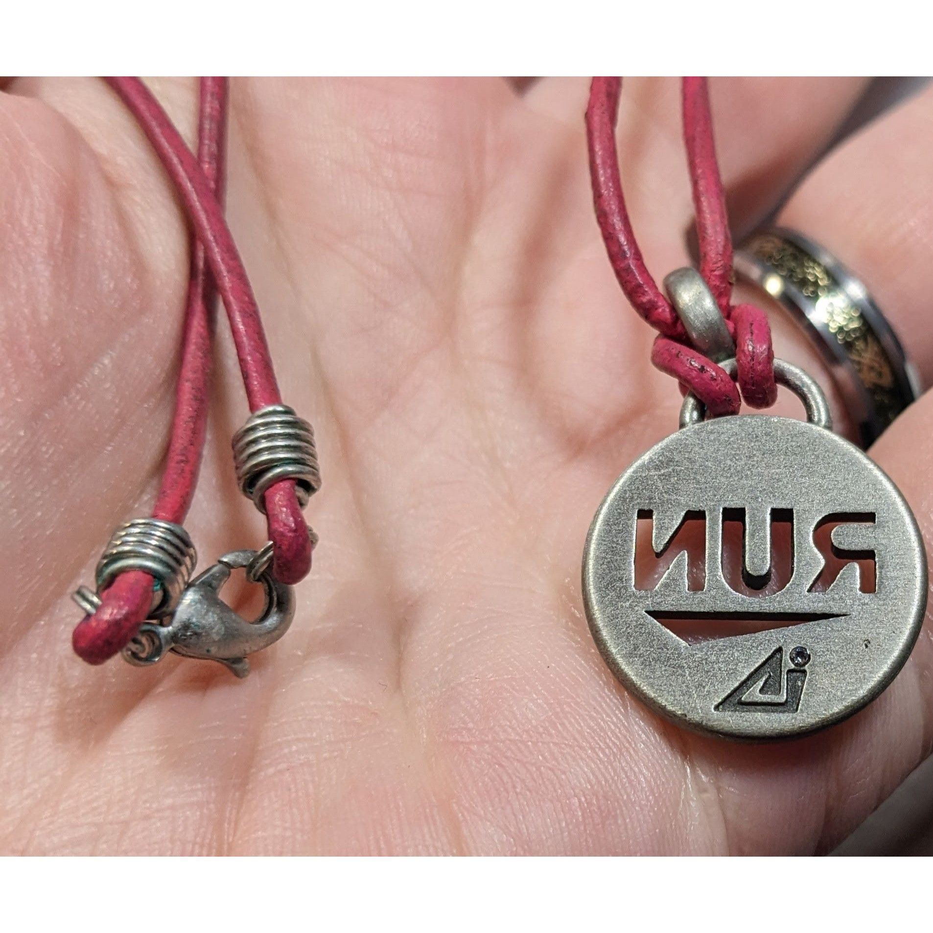 Other Athlete Inspired "Run" Necklace With Pink Leather Cord Size ONE SIZE - 7 Thumbnail