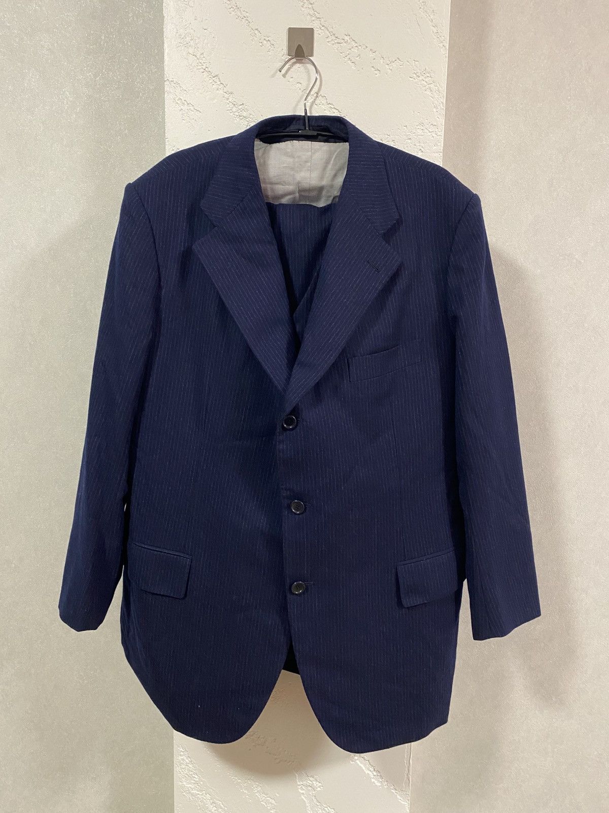Cesare Attolini Sartoria Attolini Napoli 3 piece Wool Stripe Suit Size: 55 Size 44R - 4 Thumbnail