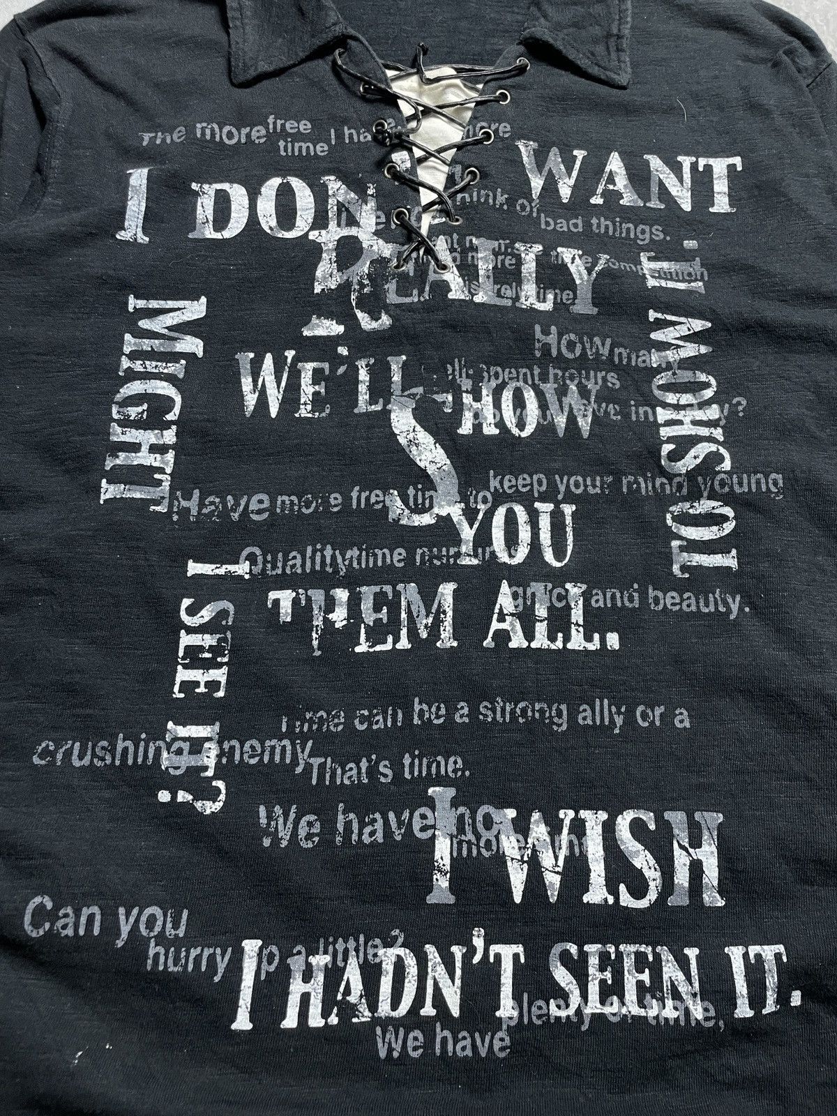 14th Addiction 2000’s T3D - Lace Up Poem Double Layer Vkei Style Longsleeve Size US L / EU 52-54 / 3 - 6 Thumbnail