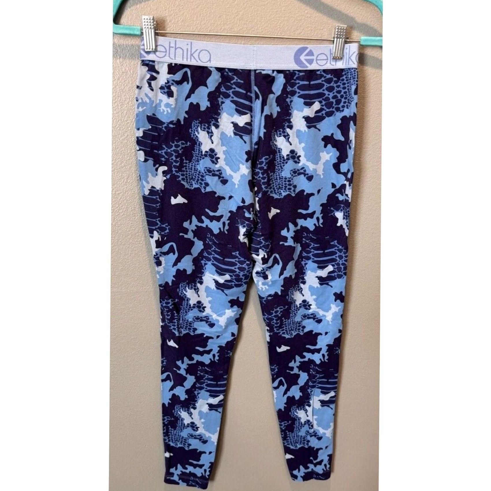 Vintage ETHIKA Women's Leggings Blue Multi-Print M Size 26" / US 2 / IT 38 - 2 Thumbnail