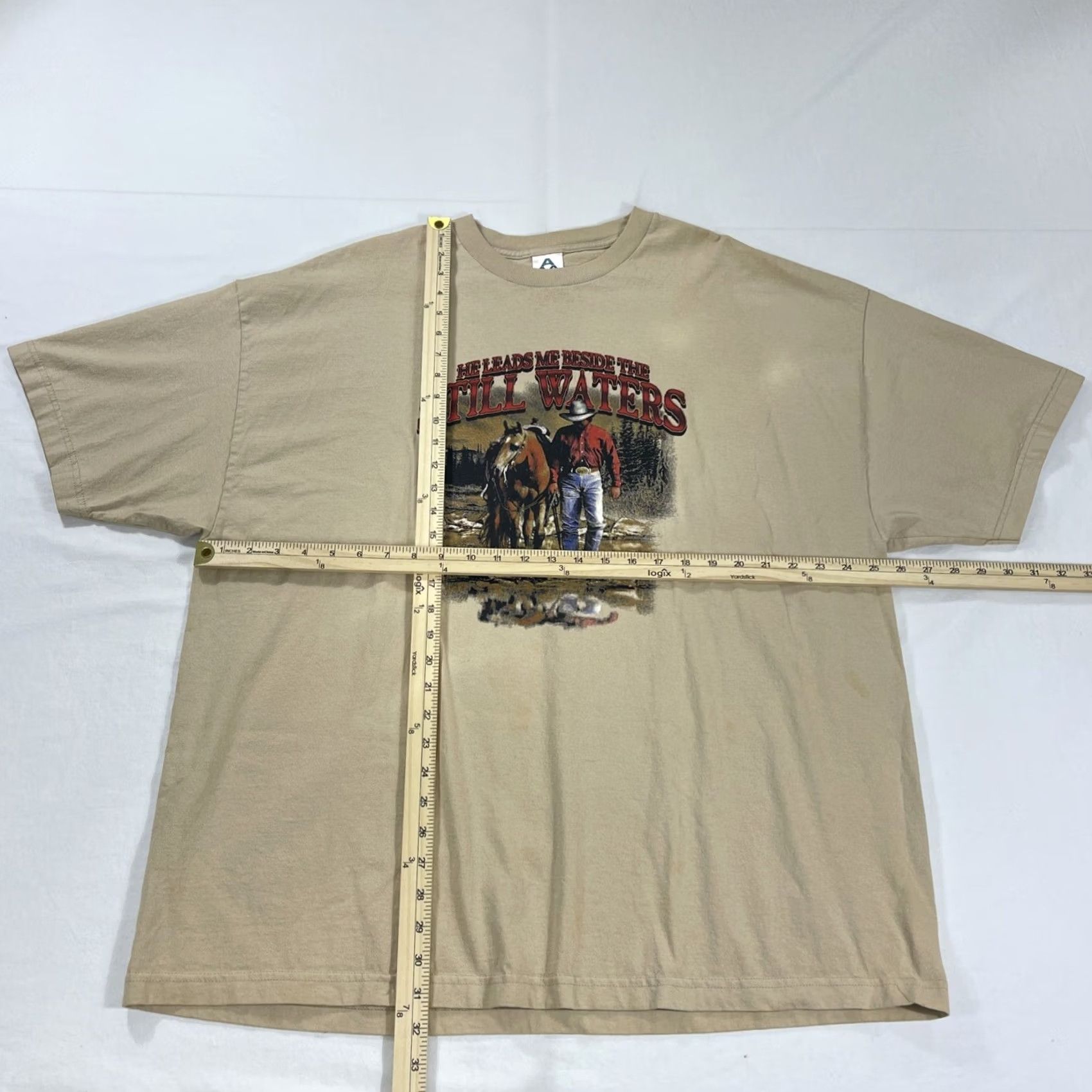 AAA VINTAGE AAA 3XL T-Shirt Horse Be Horse Cowboy Graphic 90s Beige Men Short Sleeve Used 1990s AAA Size US XXL / EU 58 / 5 - 2 Thumbnail