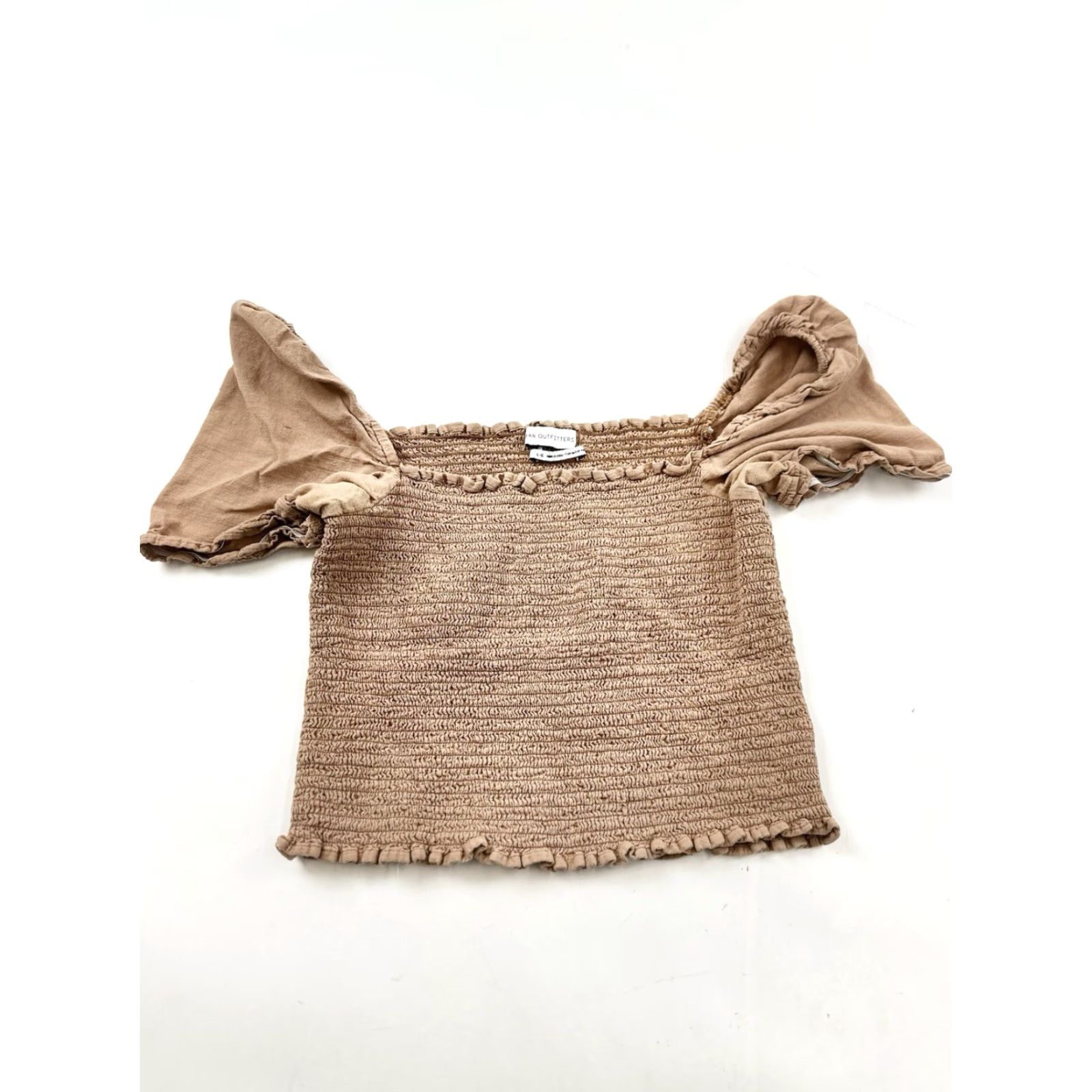 Urban Outfitters VINTAGE Urban Outfitters Shirt Womens L Large Orange Tan Smocked Crop Cottagecore Size L / US 10 / IT 46 - 2 Thumbnail