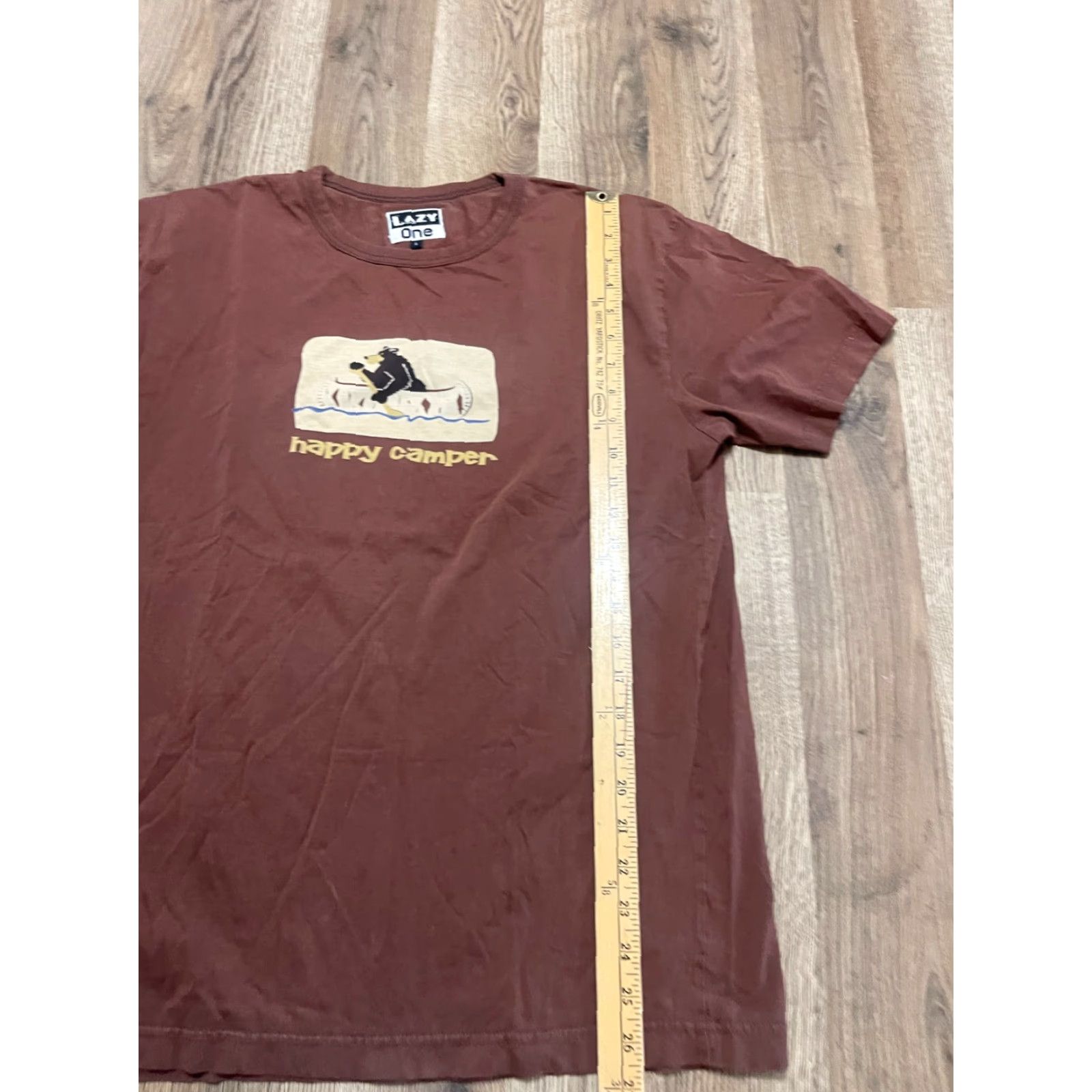 Vintage Lazy One Shirt Men's Large Brown Happy Camper Bear T-Shirt Regular Short Sleeve Size US L / EU 52-54 / 3 - 7 Thumbnail