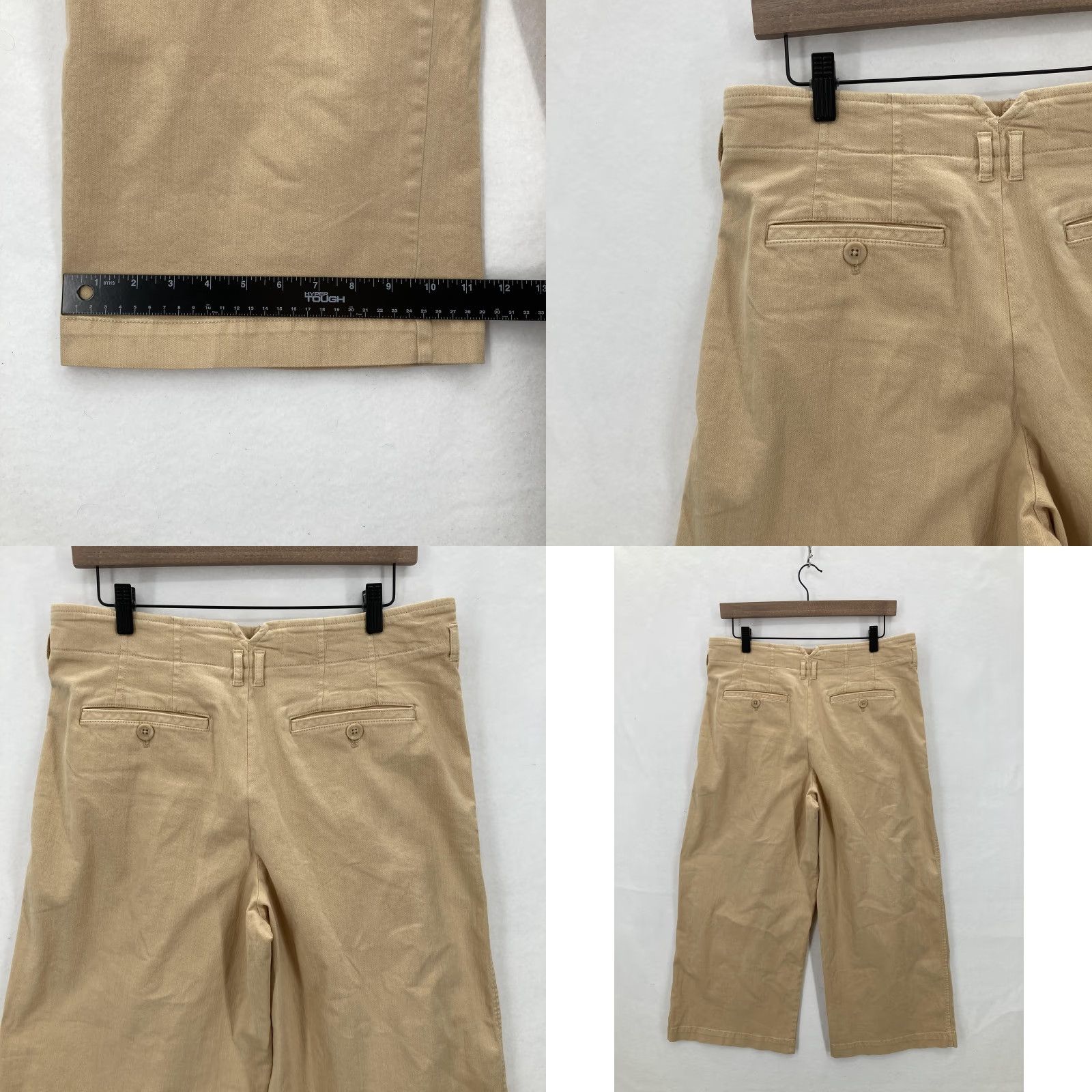 Vintage Maeve Pants Womens 10 Beige Wide Leg Pleated Crop Stretch Twill Front Pockets Zip Button Preppy Workwear Casual Size 32" / US 10 / IT 46 - 9 Thumbnail
