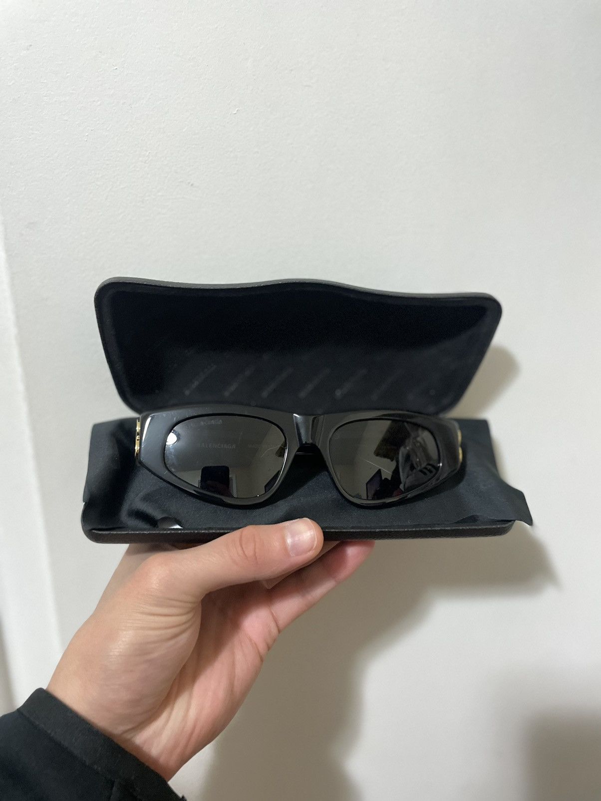 image of Balenciaga Black Oval Sunglasses, Men's