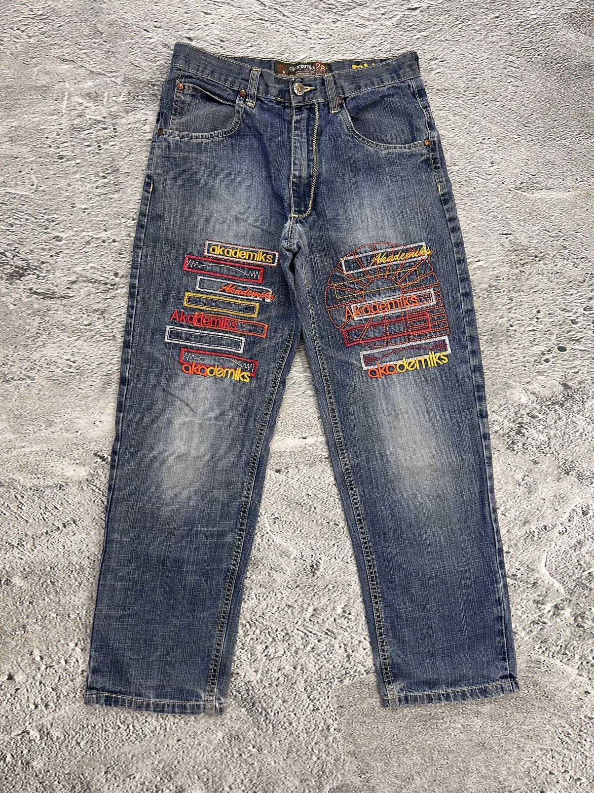 Akademiks × Vintage Akademiks Jeans vintage crazy embroidery Y2K blue Size US 28 / EU 44 - 1 Thumbnail