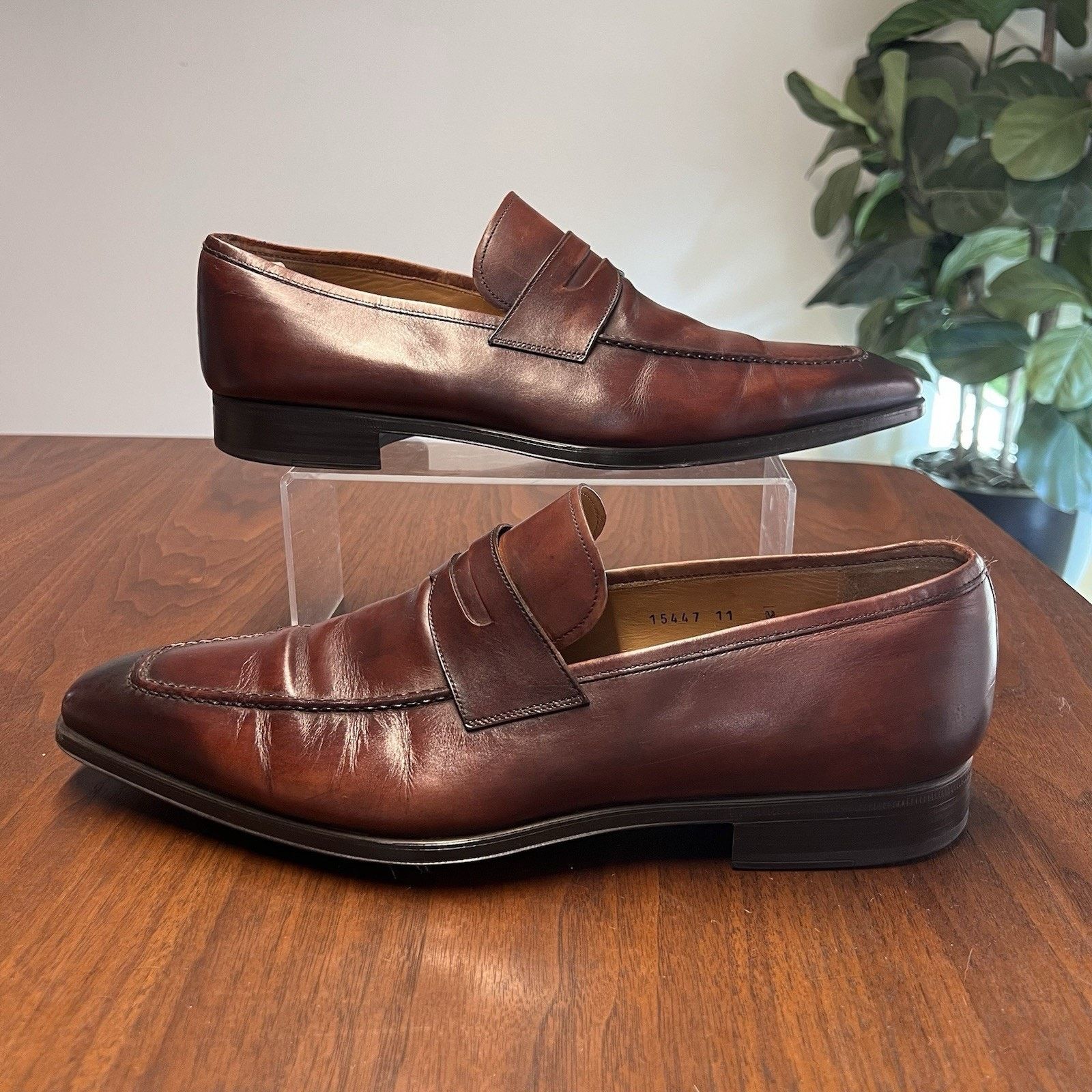 Magnanni Magnanni Walden 11M Slip On Penny Loafer 15447 Mahogany Size US 11 / EU 44 - 1 Thumbnail