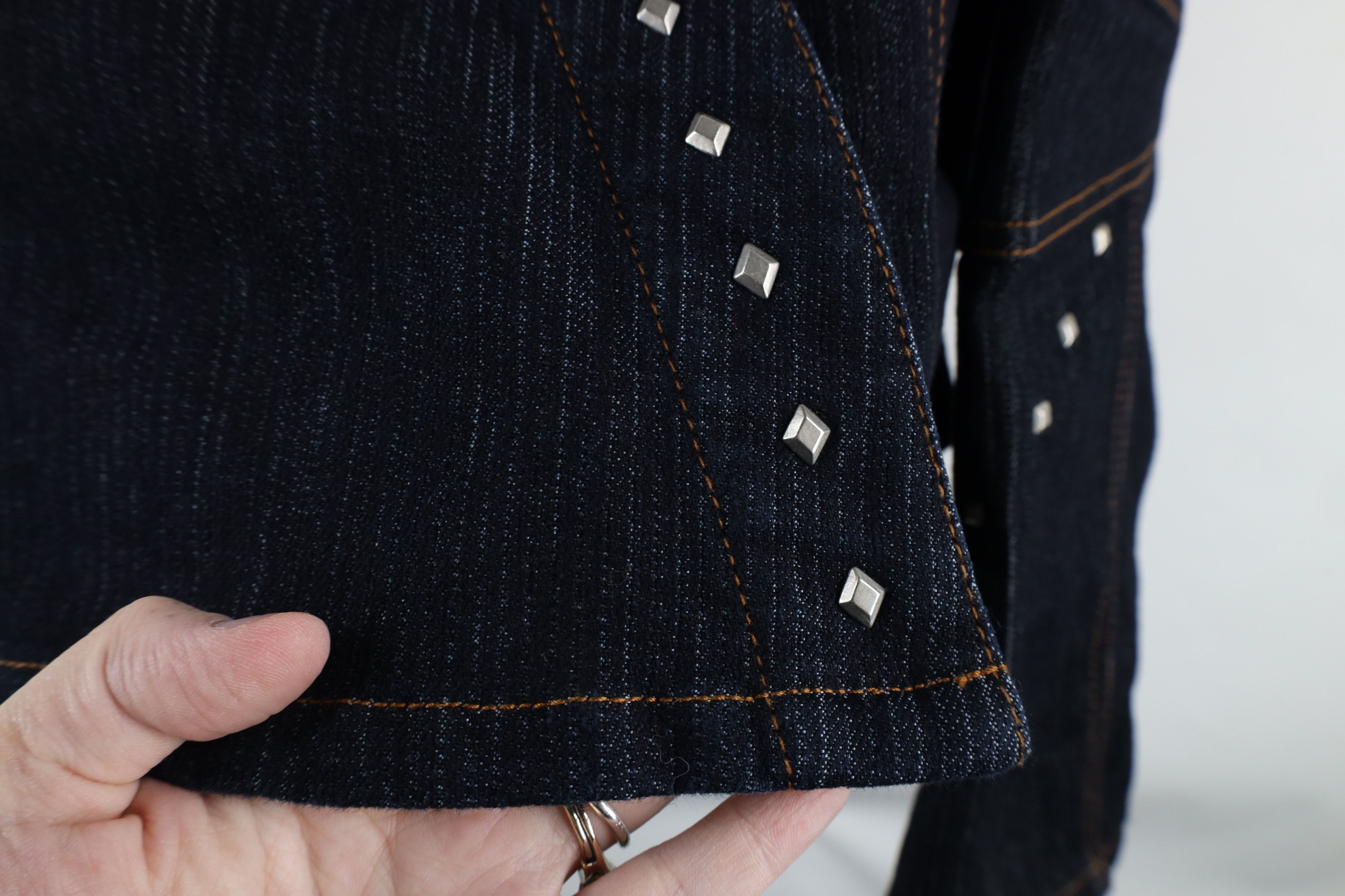 Fubu × Vintage Vintage FUBU Diamond Studded Striped Denim Trucker Jacket Size XXL / US 16-18 / IT 52-54 - 6 Thumbnail