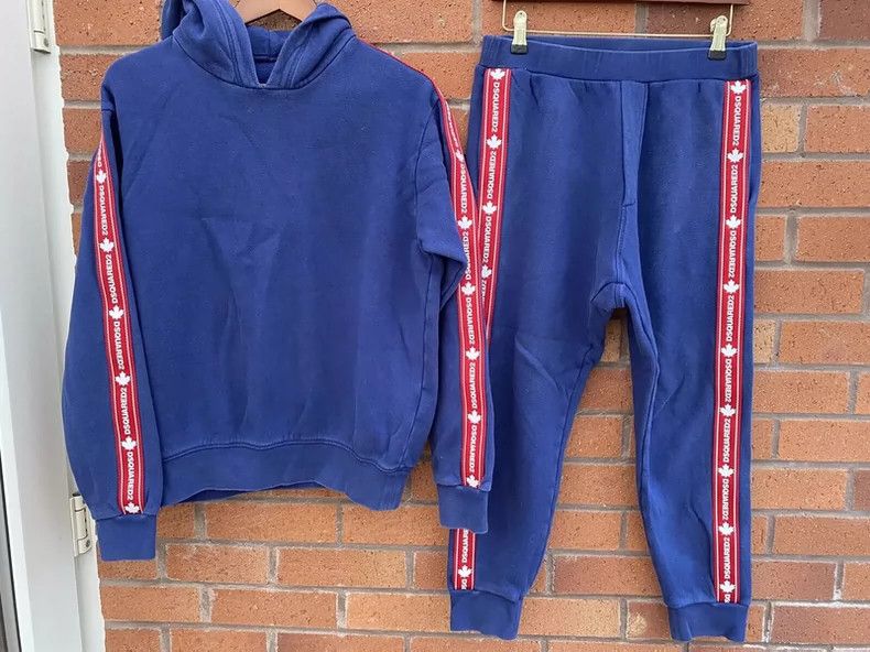Dsquared2 Dsquared2 Blue Hoodie With Red Stripes-yf Size US S / EU 44-46 / 1 - 1 Thumbnail