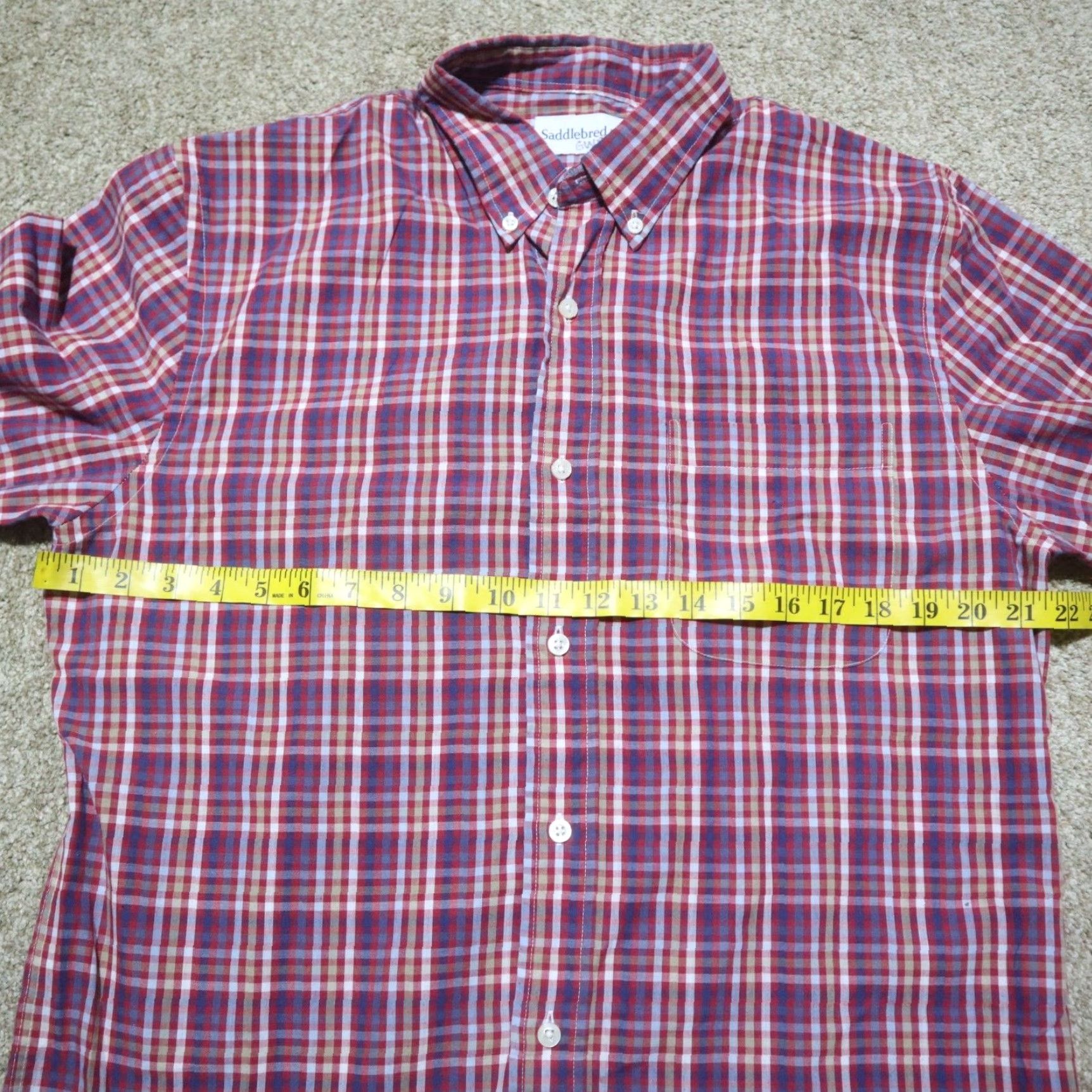 Vintage Saddlebred Shirt Button-Up Long Sleeve Red Plaid Adult M Medium Mens Size US M / EU 48-50 / 2 - 4 Thumbnail