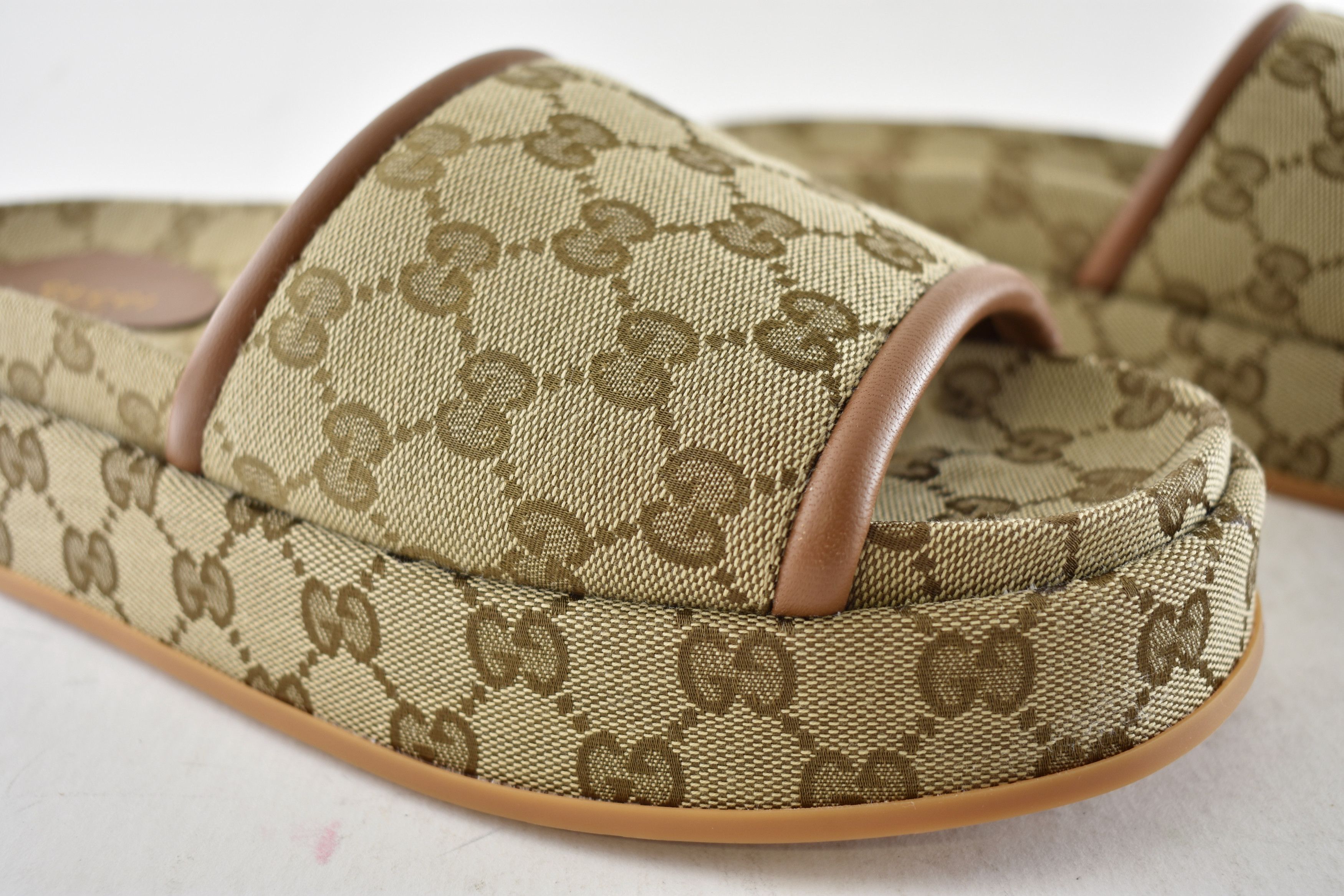 Gucci Gucci Brown GG Monogram Logo Flat Slide Platform Sandal 40.5 Size US 10.5 / IT 40.5 - 8 Thumbnail