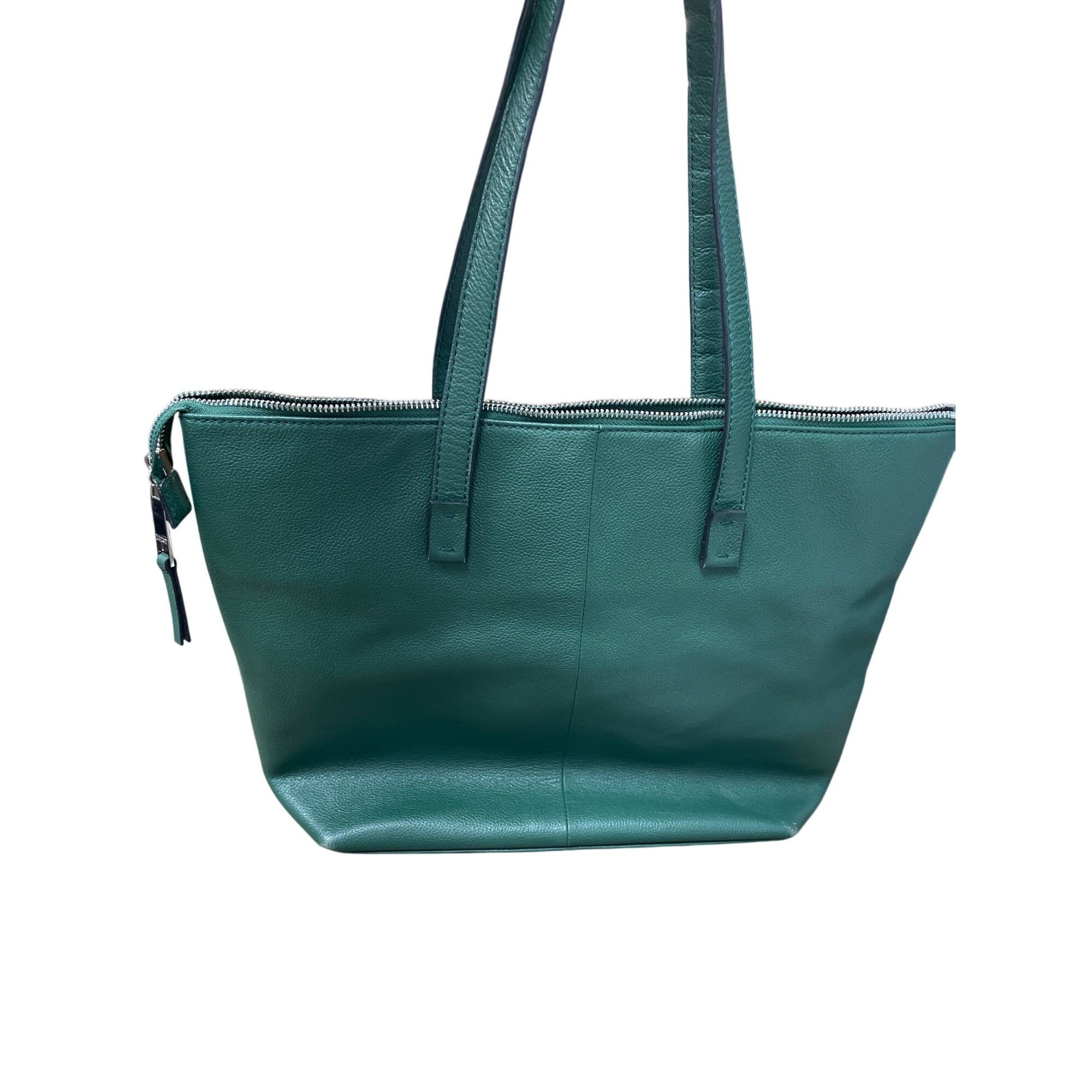 Other Tahari Womans Green Pebbled Leather Tote HandBag Silver Char Size ONE SIZE - 7 Thumbnail