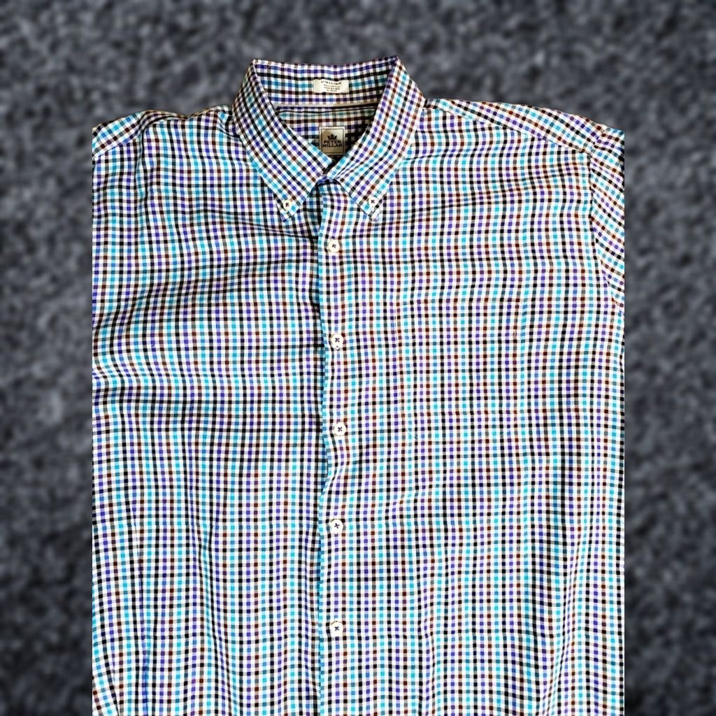 Peter Millar Peter Millar Signature Mens XL Long Sleeve Button-up Shirt Plaid 100% Cotton Size US XL / EU 56 / 4 - 1 Thumbnail