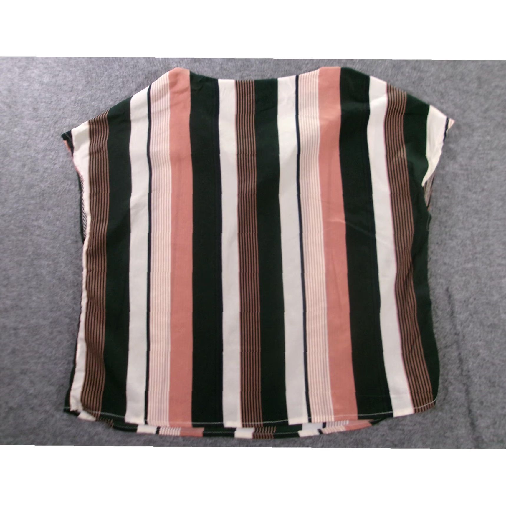 Shein SHEIN Blouse Womens Multicolor Short Sleeve V-Neck Striped Casual Chic Spring Summer Relaxed Lightweight Polyester Machine Washable Size L / US 10 / IT 46 - 7 Thumbnail