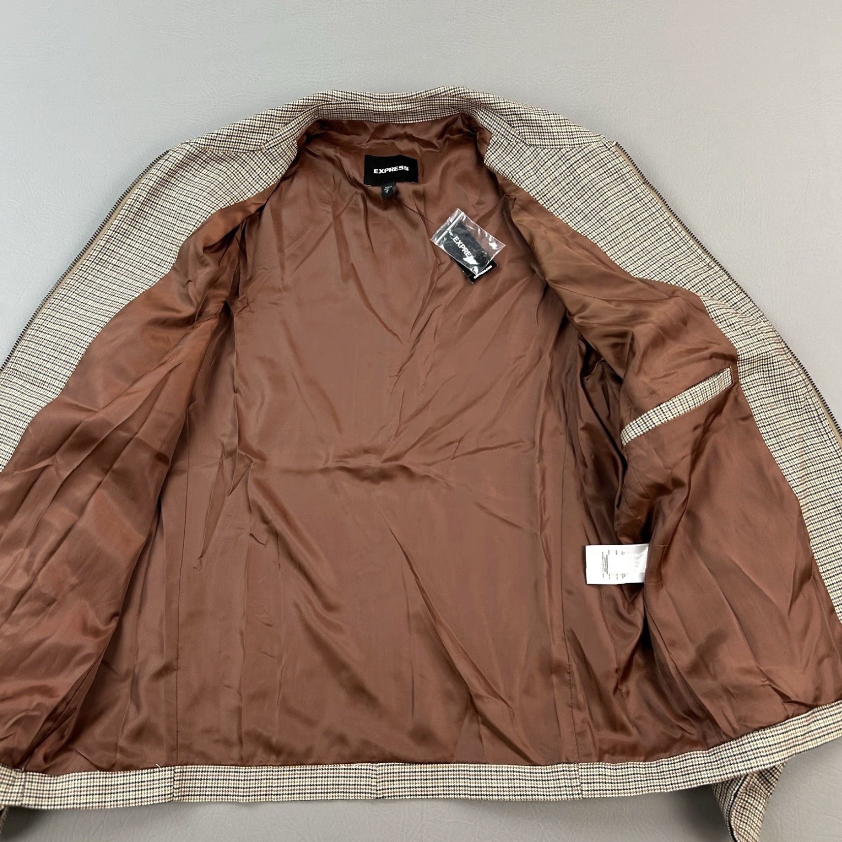 Express Express Jacket Mens Small Micro Houndstooth Full Zip Performance Stretch NWT Size US S / EU 44-46 / 1 - 5 Thumbnail