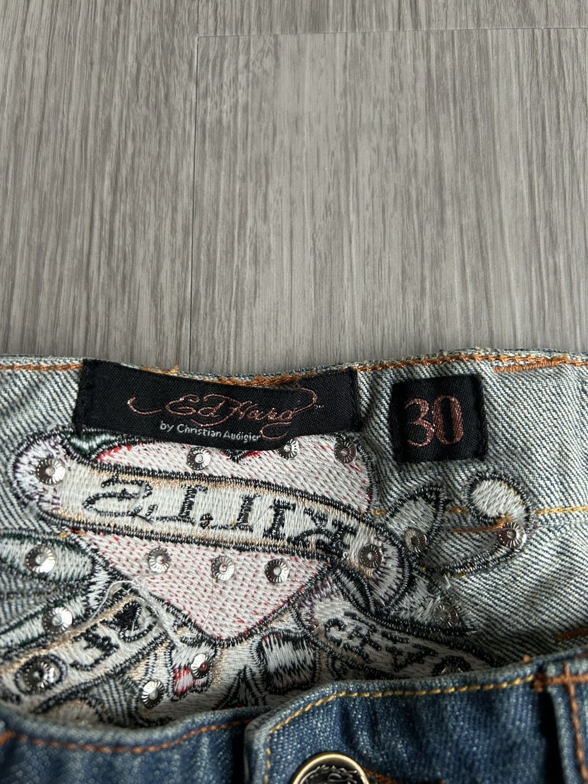 Ed Hardy Ed Hardy Embroidered Love Kills Slowly Jeans Size 30 Size 30" / US 8 / IT 44 - 9 Thumbnail