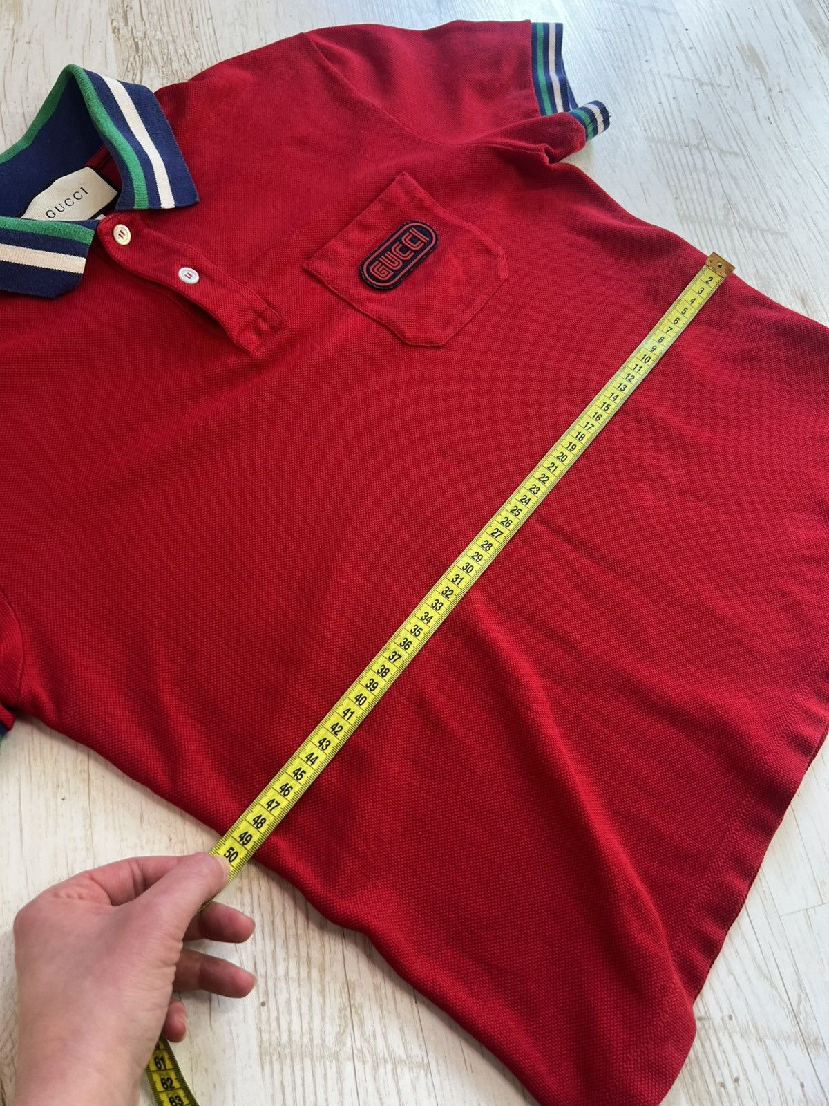 Gucci Gucci Red Cotton Pique Contrast Detail Polo T-Shirt M Size US M / EU 48-50 / 2 - 13 Thumbnail