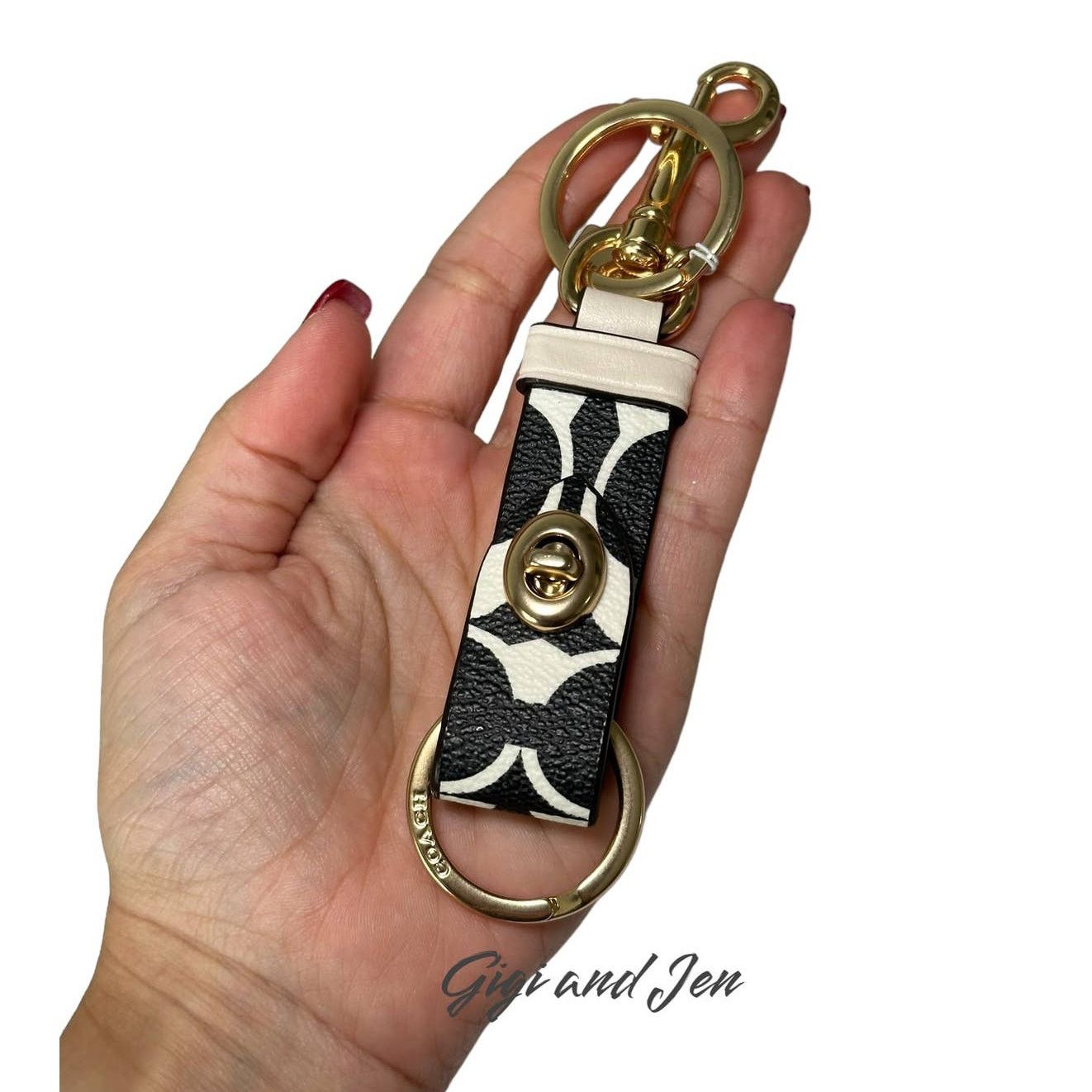 Kate Spade Coach Trigger Snap Bag Charm In Signature Canvas Gold/Black Size ONE SIZE - 6 Thumbnail