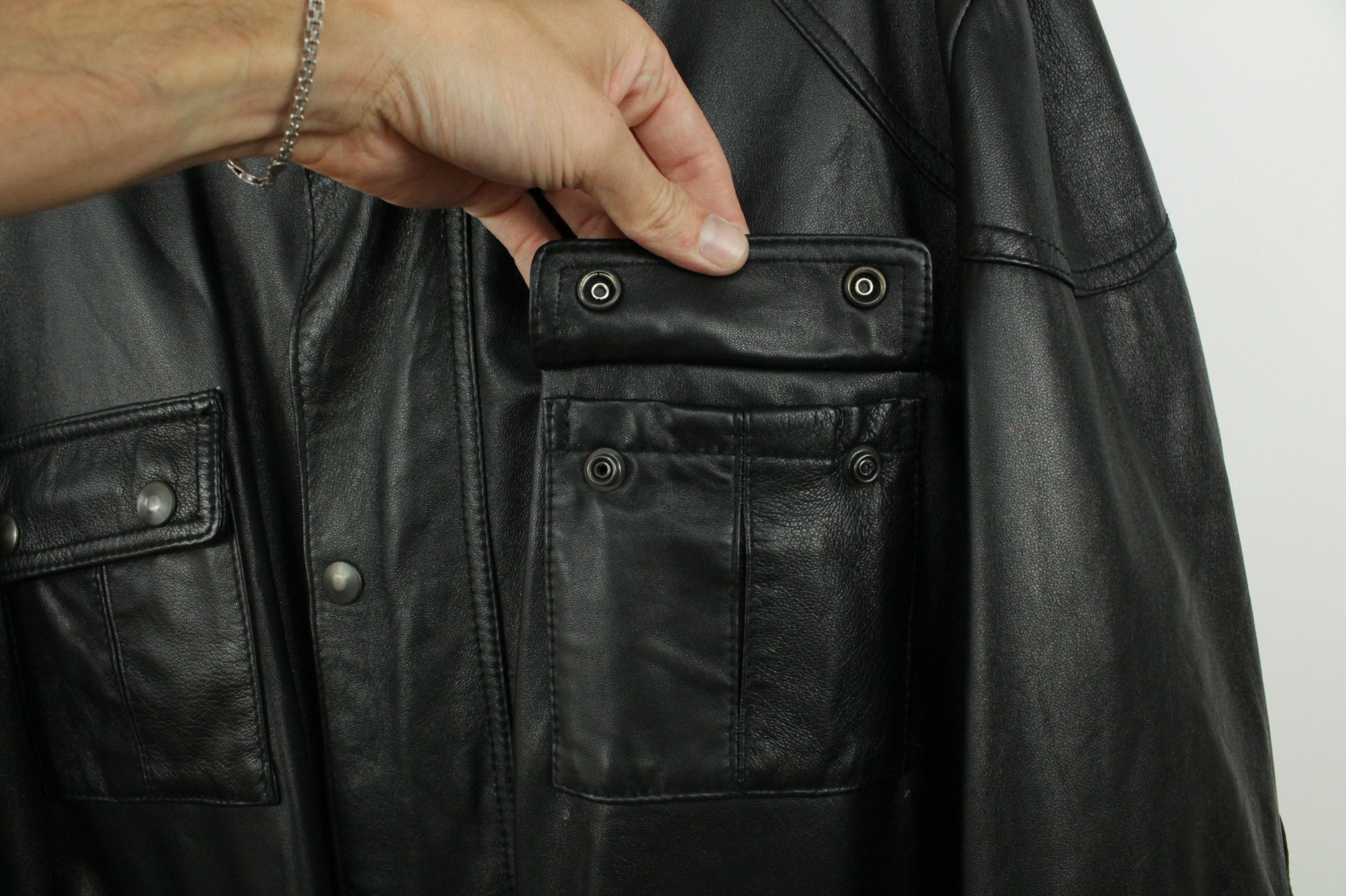 Vintage Vintage Cuoieria Fiorentina Black Leather Belted Jacket Size US XXL / EU 58 / 5 - 7 Thumbnail