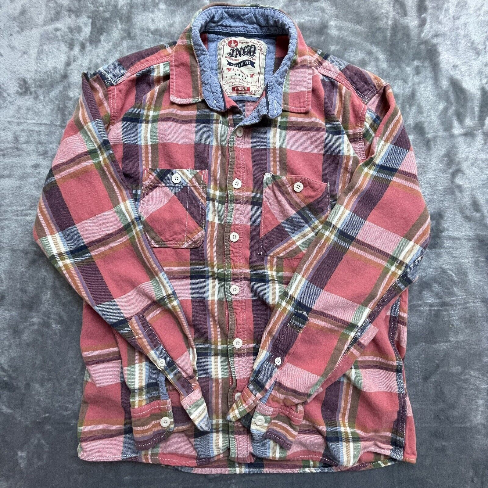 JNCO JNCO Shirt Mens Medium Plaid Flannel Denim Grunge Skater Y2K Size US M / EU 48-50 / 2 - 1 Thumbnail