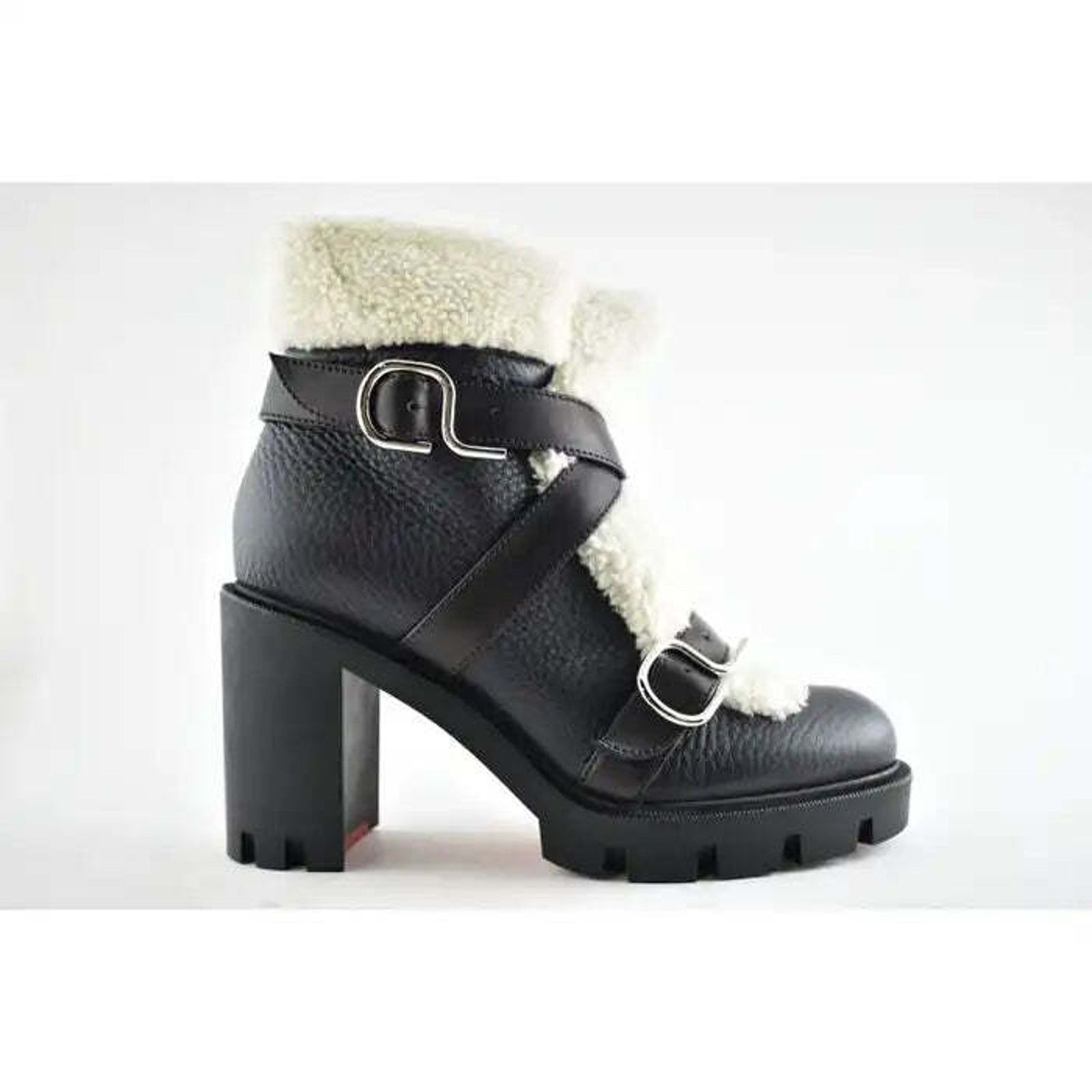 Christian Louboutin Christian Louboutin Pole Chic 70 Black Leather Shearling Size US 9 / IT 39 - 3 Thumbnail