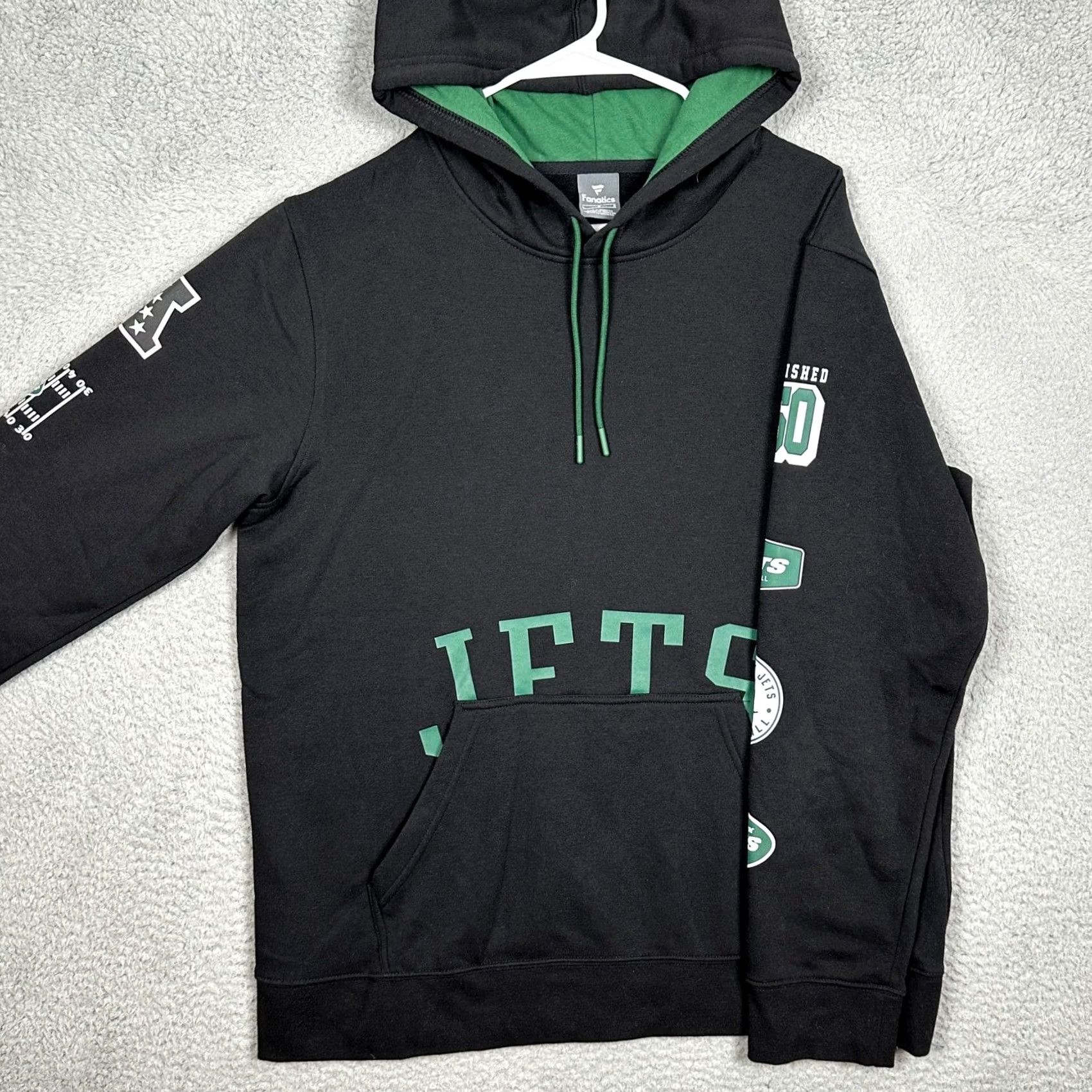 Vintage VINTAGE New York Jets NFL Fanatics Hoodie Mens Large Black Green Sweatshirt Drawstring Size US L / EU 52-54 / 3 - 2 Thumbnail