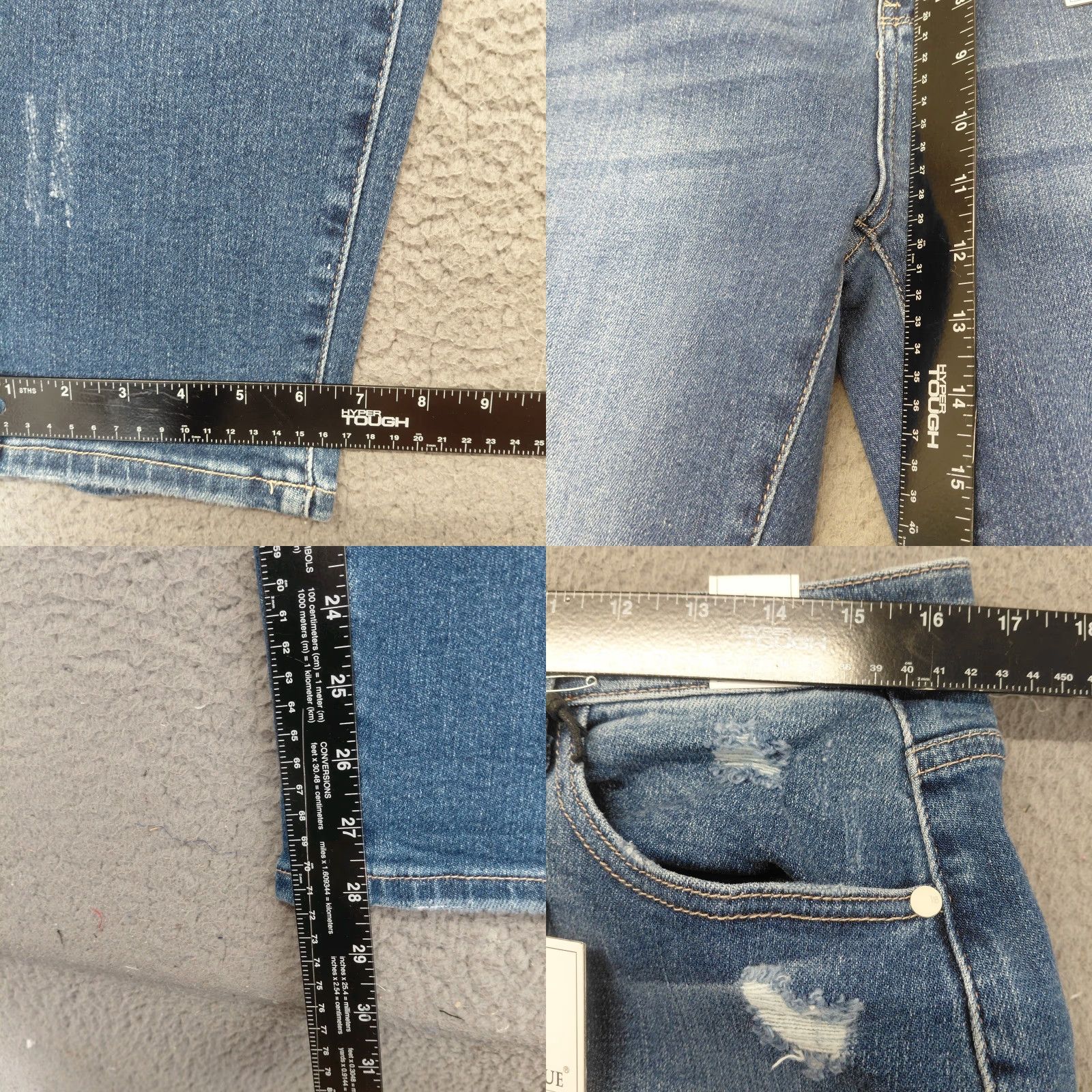 Vintage Judy Blue Jeans Womens Plus 15/32 Blue Denim Straight High Waist Distressed Jeans Size 36" / US 14 / IT 50 - 8 Thumbnail
