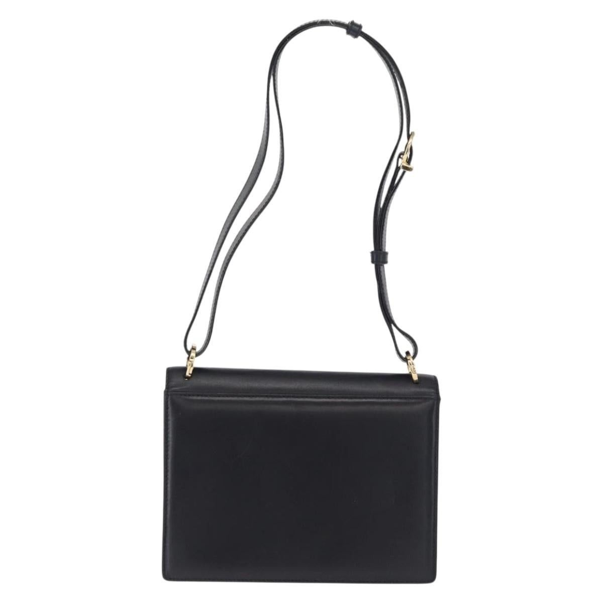 Salvatore Ferragamo Gancini Shoulder Bag Leather Navy Gold A