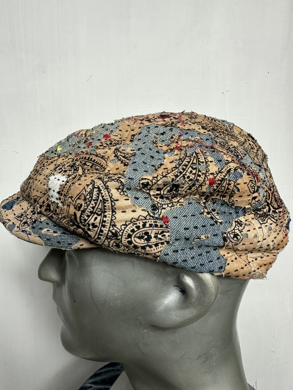 Handmade Custom Made Distressed Paisley Boro Patchwork Newsboy hats Size ONE SIZE - 2 Thumbnail