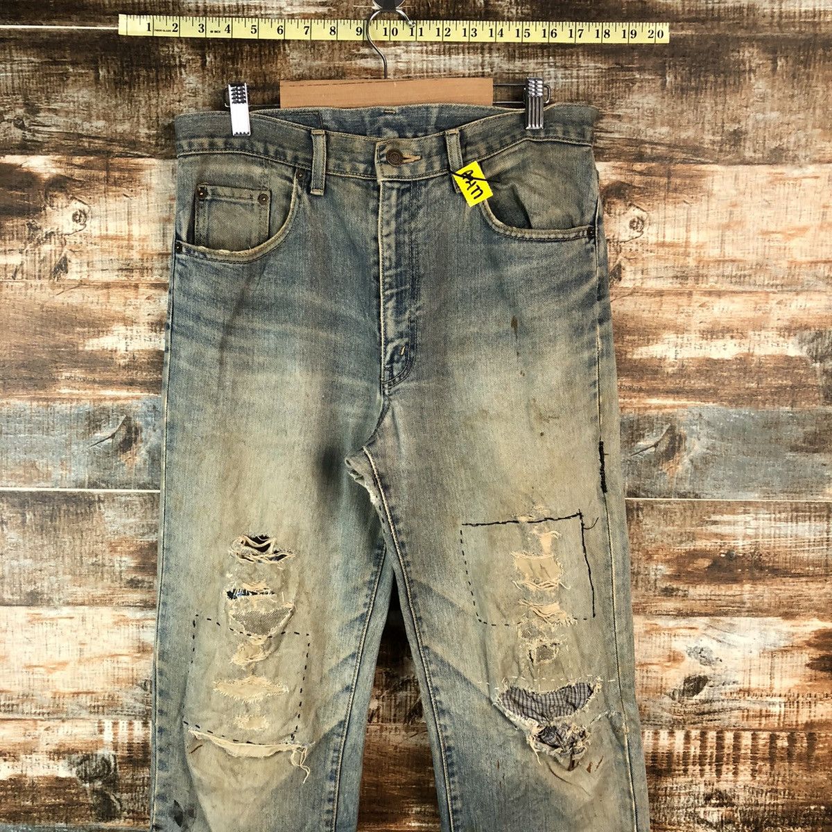 GL Hearth Blue patchwork Distressed Denim Pants #A2177