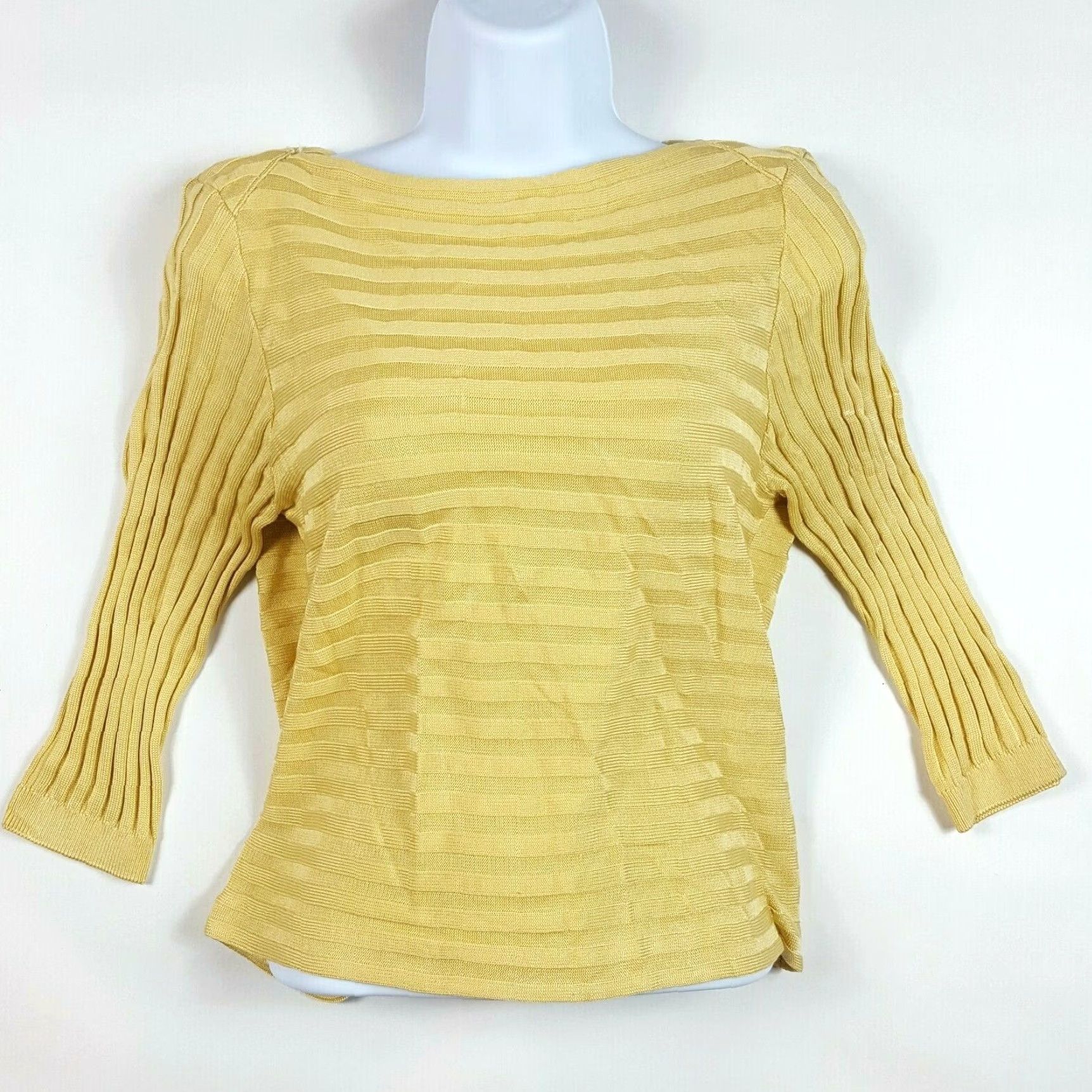 Vintage Jamie Sadock Silk Knit Golf Women’s Small Yellow Long Sleeve Blouse Shirt Top Vintage Size S / US 4 / IT 40 - 2 Thumbnail