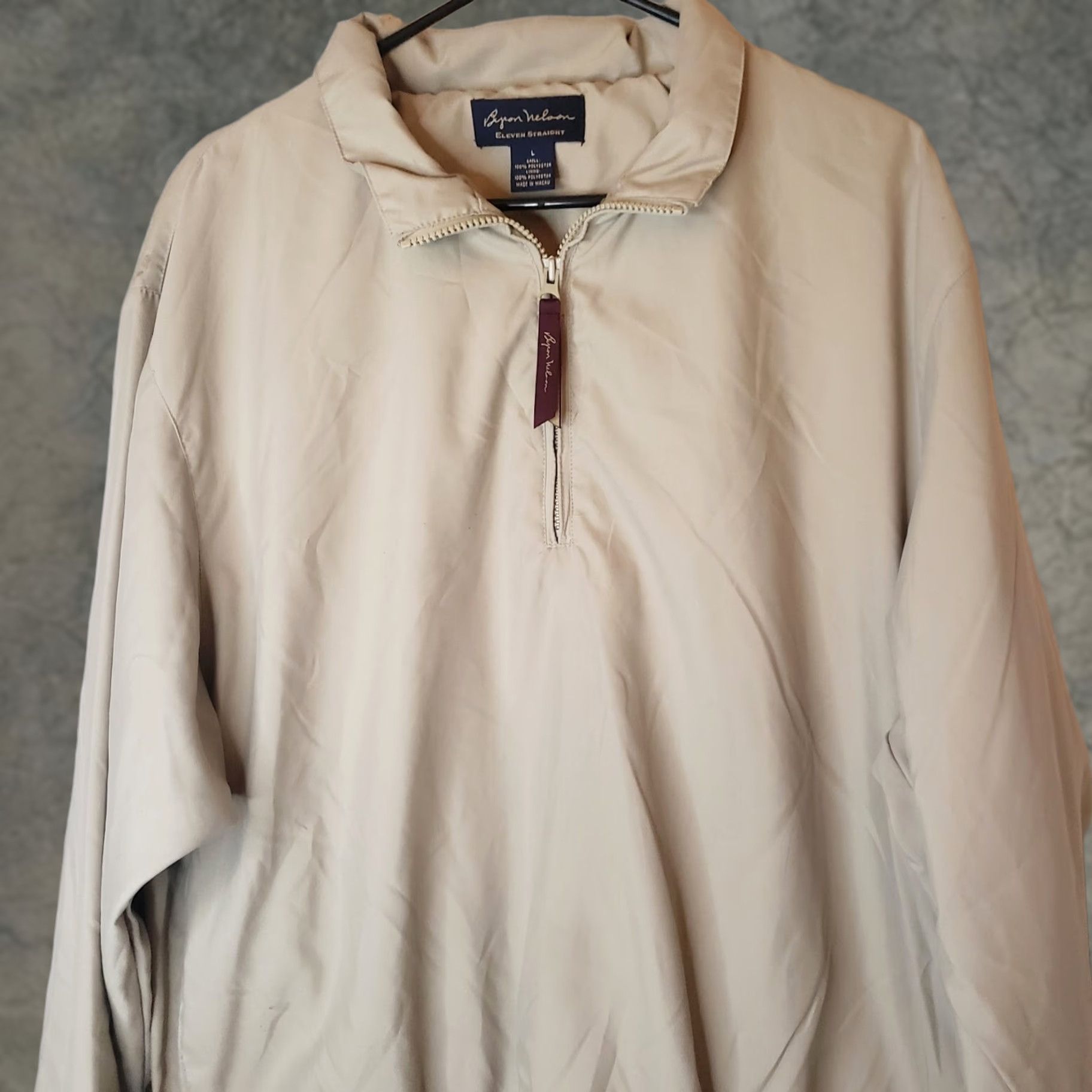 Vintage Byron Nelson 11 Straight Wind Shirt Jacket Mens L Khaki 1/4 Zip Pullover Windbreaker Size US L / EU 52-54 / 3 - 1 Thumbnail